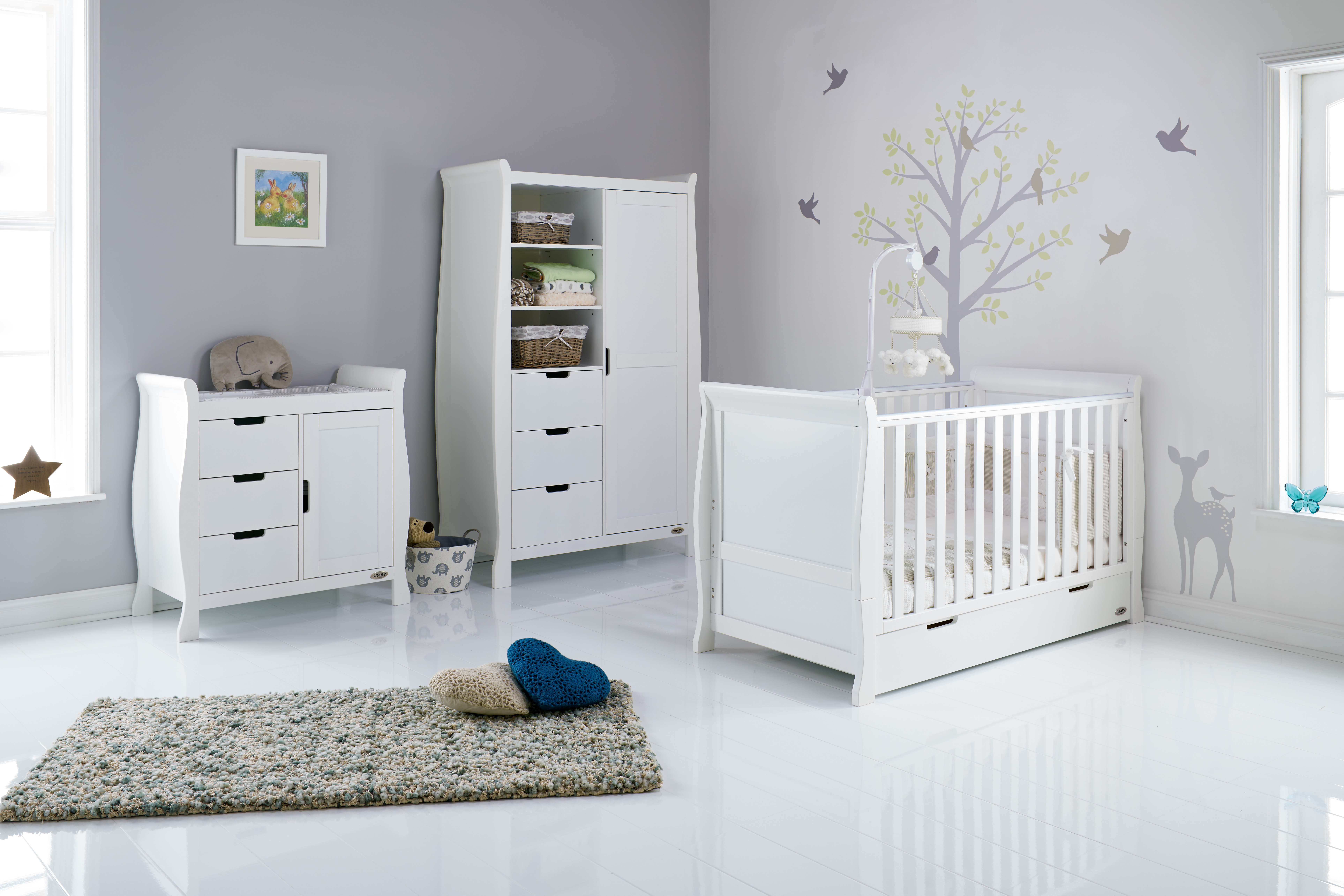 Oba Stamford Classic 3 Piece Nursery Room Set White Free Mattress inside sizing 7706 X 5140