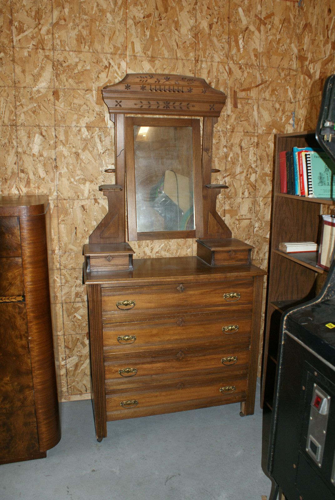 Old Antique Solid Wood 3 Piece Furniture Bedroom Set 1 Bed 2 throughout proportions 1071 X 1600