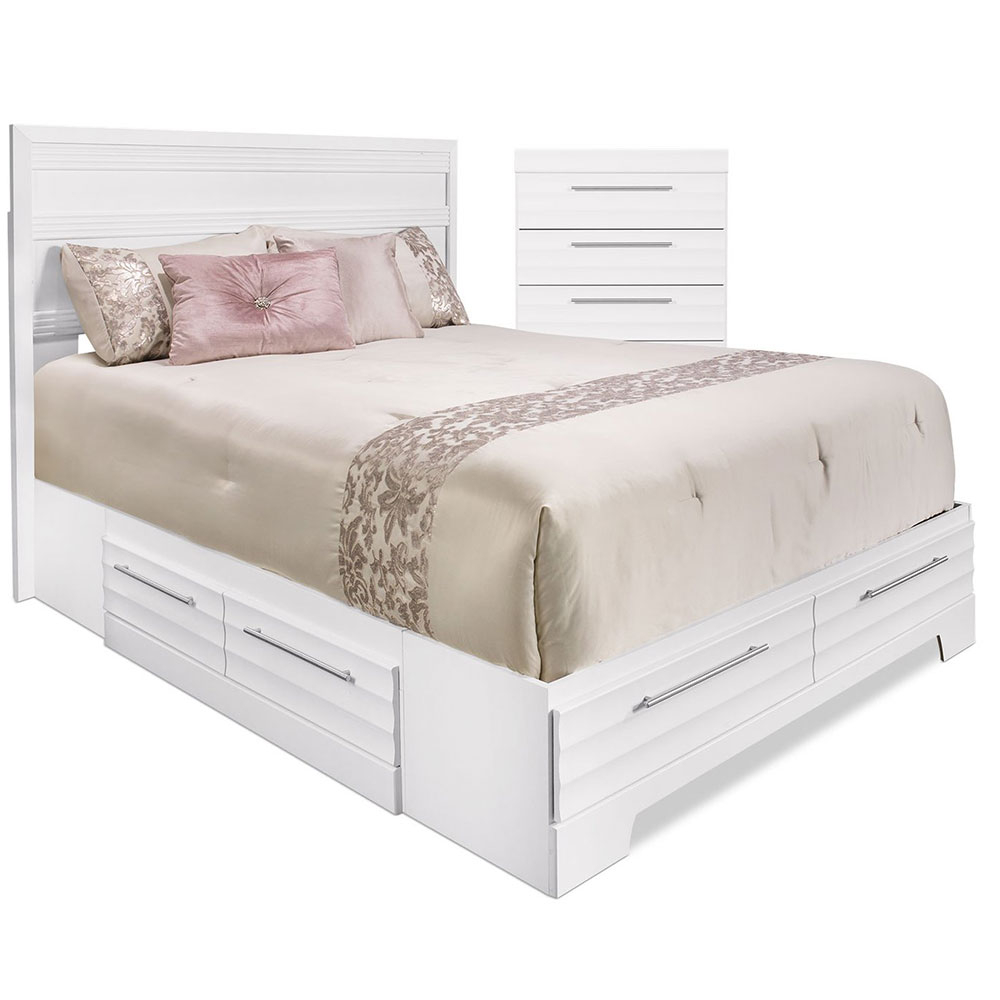 Olivia 4 Pc Full Storage Bed And Chest Package In White inside dimensions 1000 X 1000