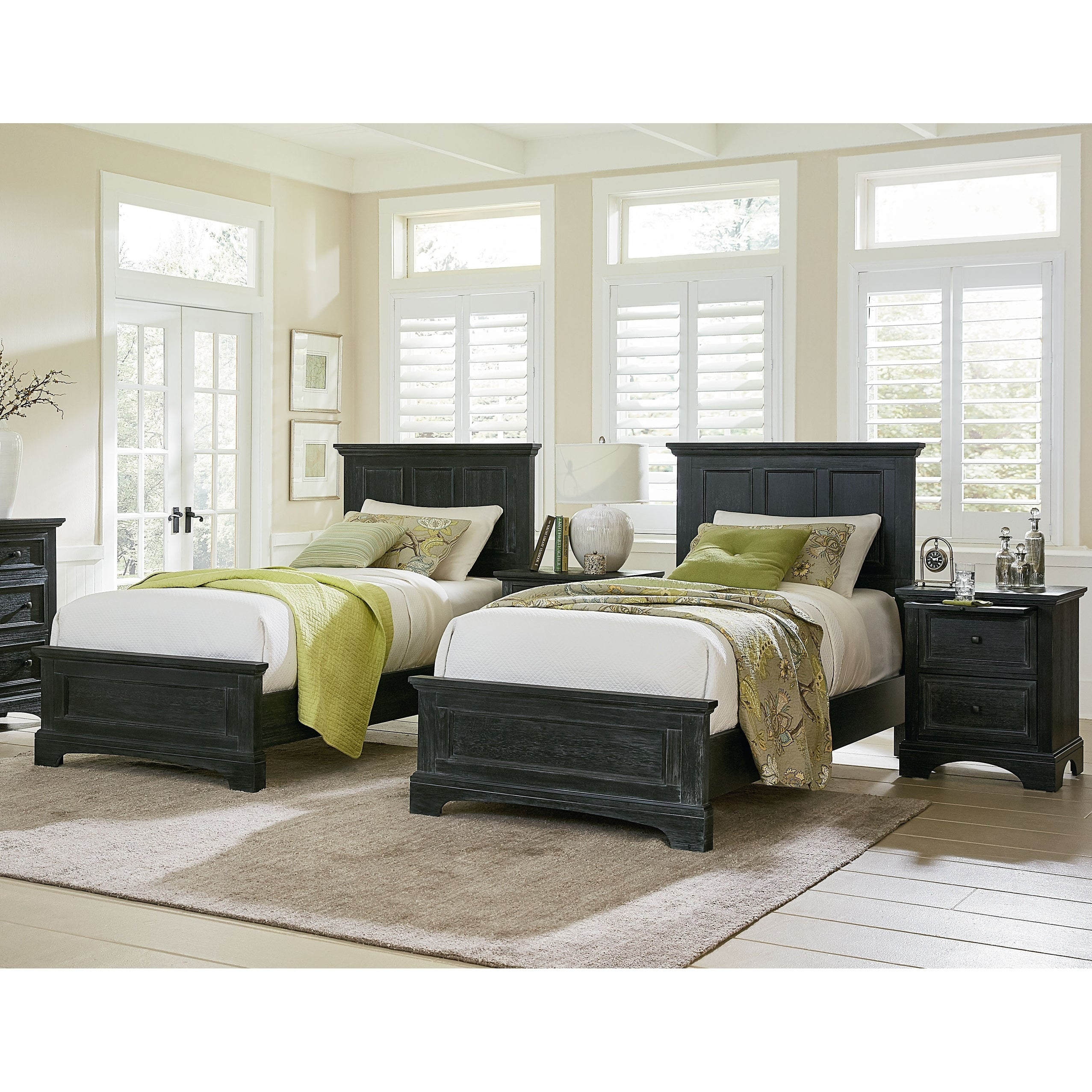 Osp Home Furnishings Farmhouse Basics Double Twin Bedroom Set With 2 Nightstands with regard to proportions 2554 X 2554