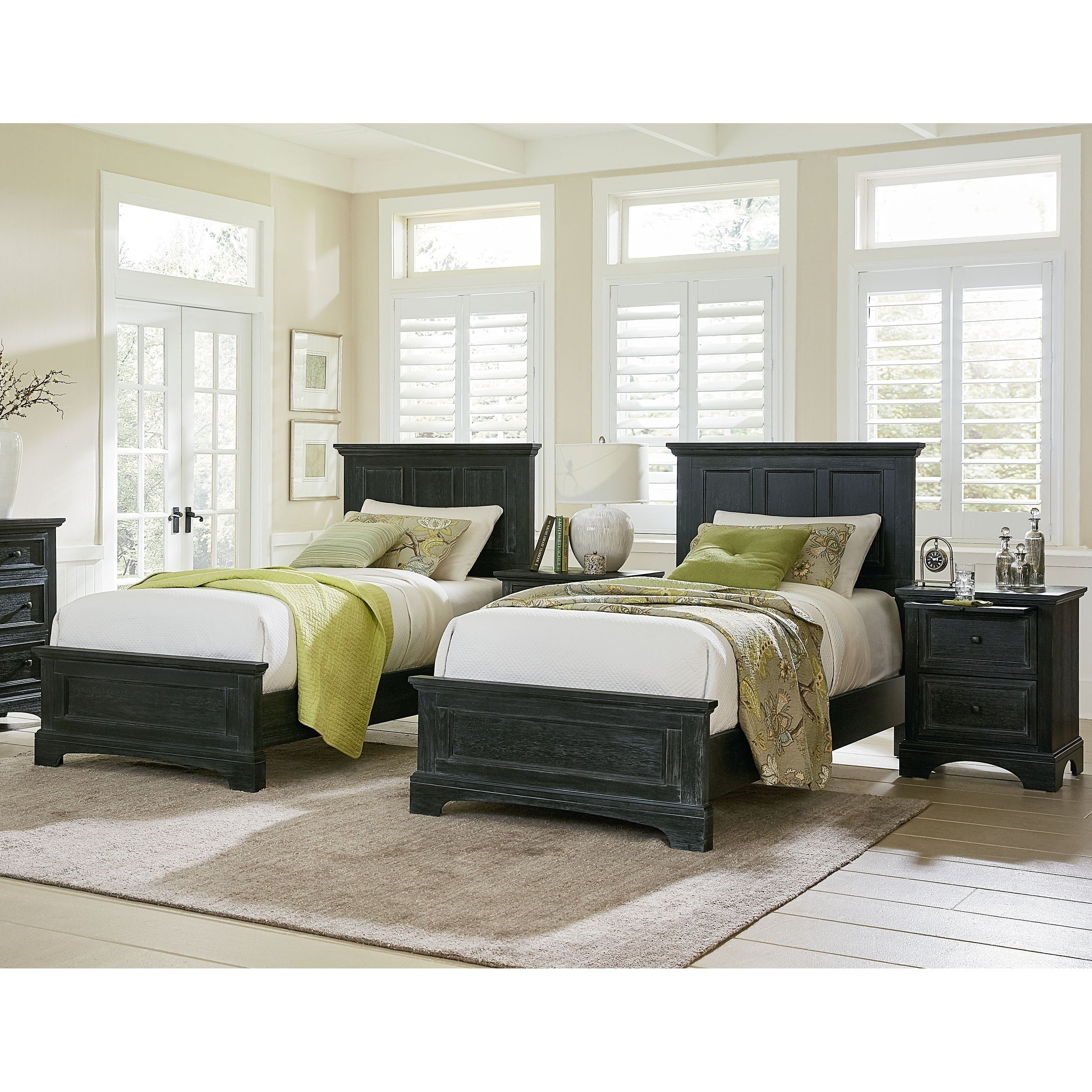 Osp Home Furnishings Farmhouse Basics Double Twin Bedroom Set With 2 Nightstands with regard to size 2554 X 2554