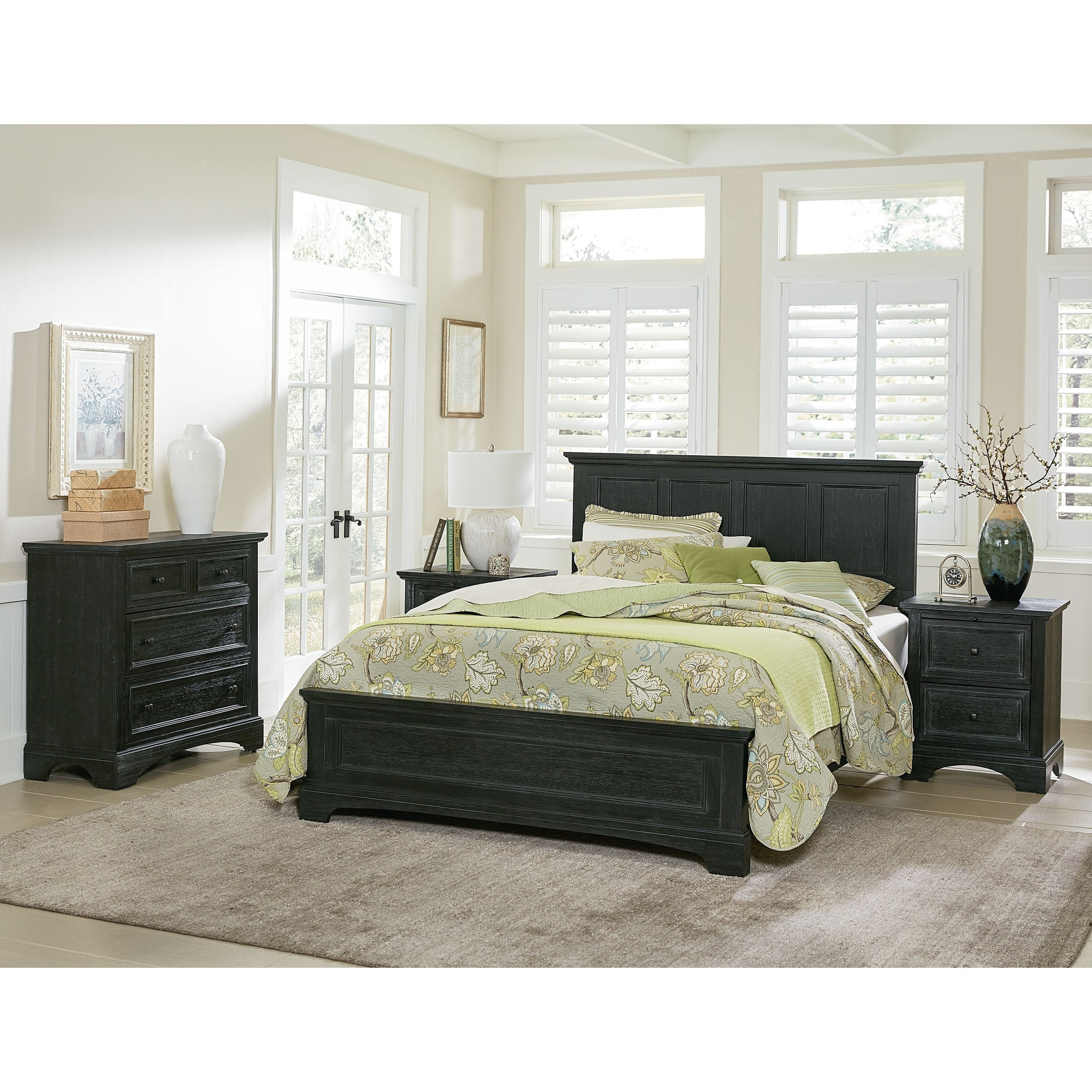 Osp Home Furnishings Farmhouse Basics King Bedroom Set With 2 Nightstands 1 Vanity And Bench And 1 Chest regarding size 2550 X 2550