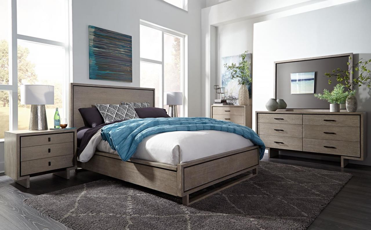 Palliser Casana Furniture Podium Bailey 4pc Panel Bedroom Set In Glacier Ash regarding size 1280 X 794