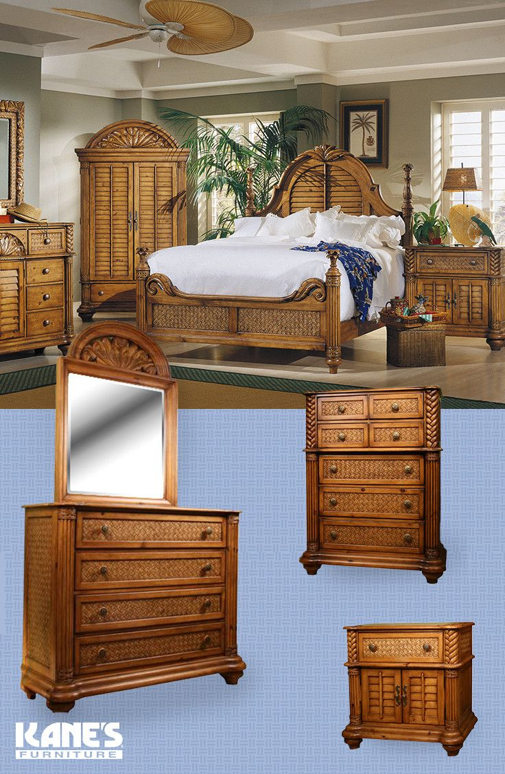 Palm Court King Bedroom With Door Dresser Bedrooms Tropical within proportions 736 X 1128