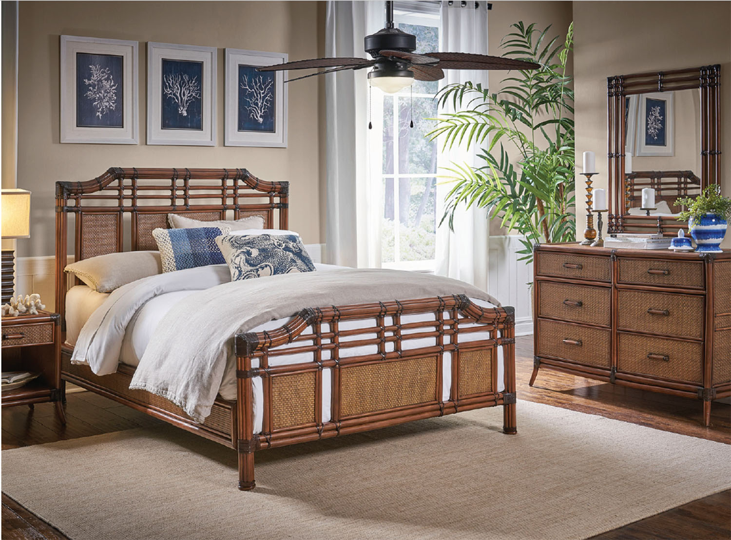 Palm Cove 6 Piece Queen Rattan Wicker Bedroom Set Model 1102 5643 Atq 6bq From Panama Jack throughout dimensions 1500 X 1107
