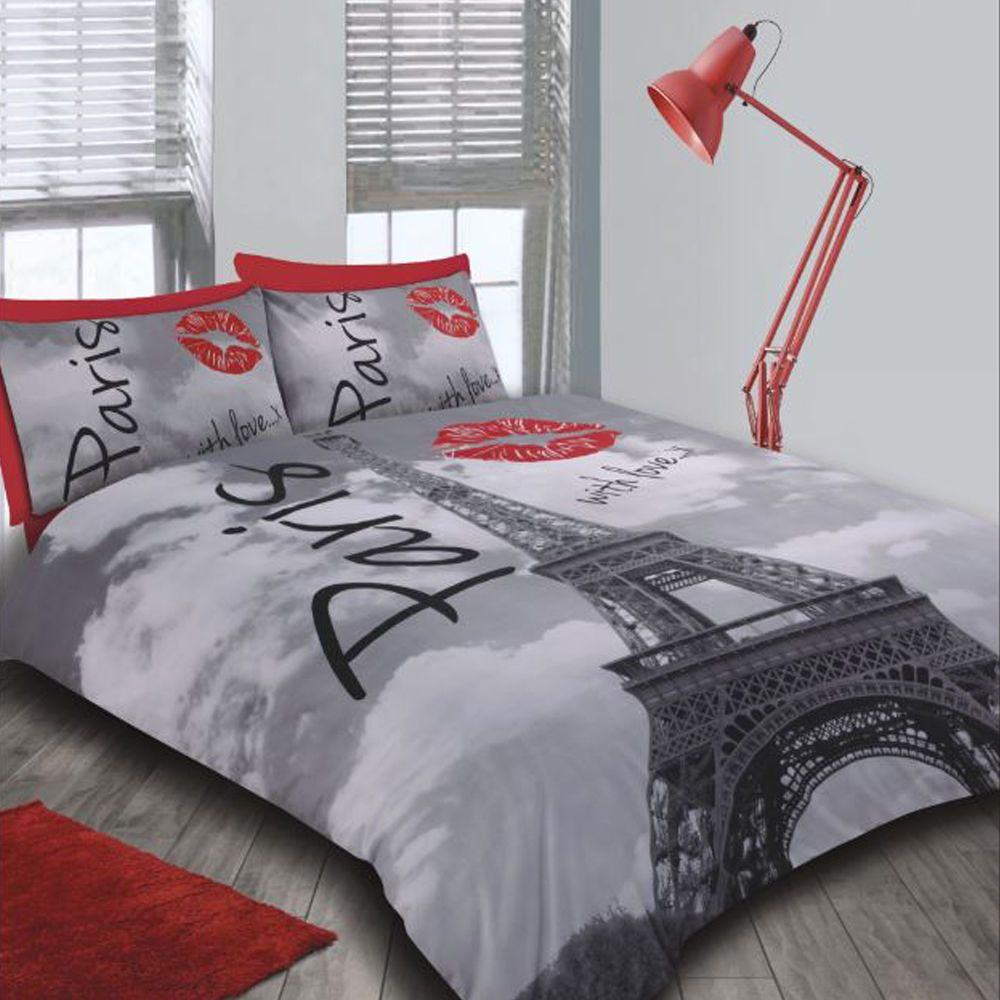 Paris City Eiffel Tower Bedding Double Duvet Quilt Cover in proportions 1000 X 1000