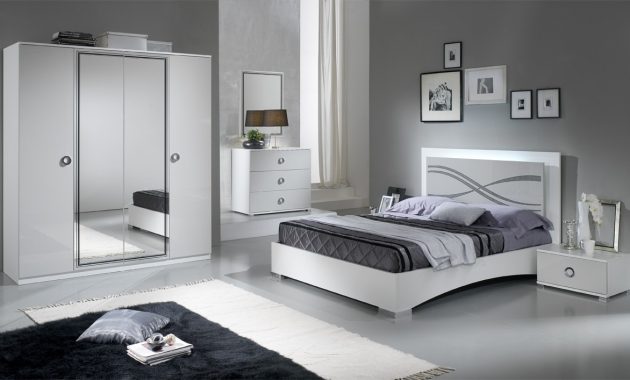 Paticial White And Light Grey Gloss Full Bedroom Set With Double Bed pertaining to dimensions 1212 X 707