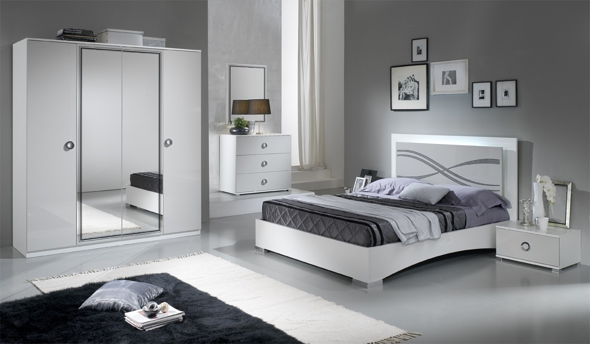 Paticial White And Light Grey Gloss Full Bedroom Set With Double Bed regarding sizing 1212 X 707