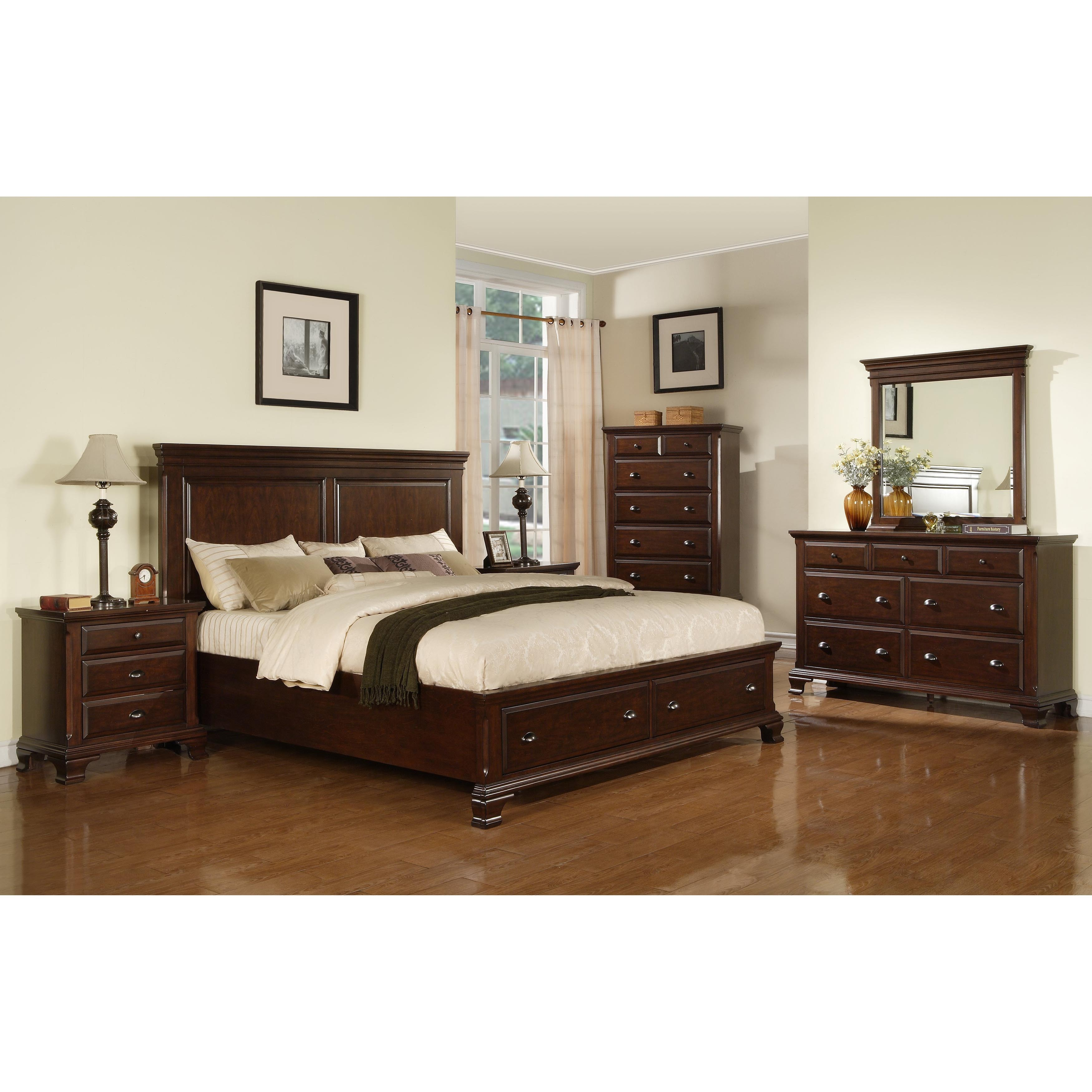 Picket House Furnishings Brinley Cherry Queen Storage 4pc Bedroom Set intended for dimensions 3500 X 3500