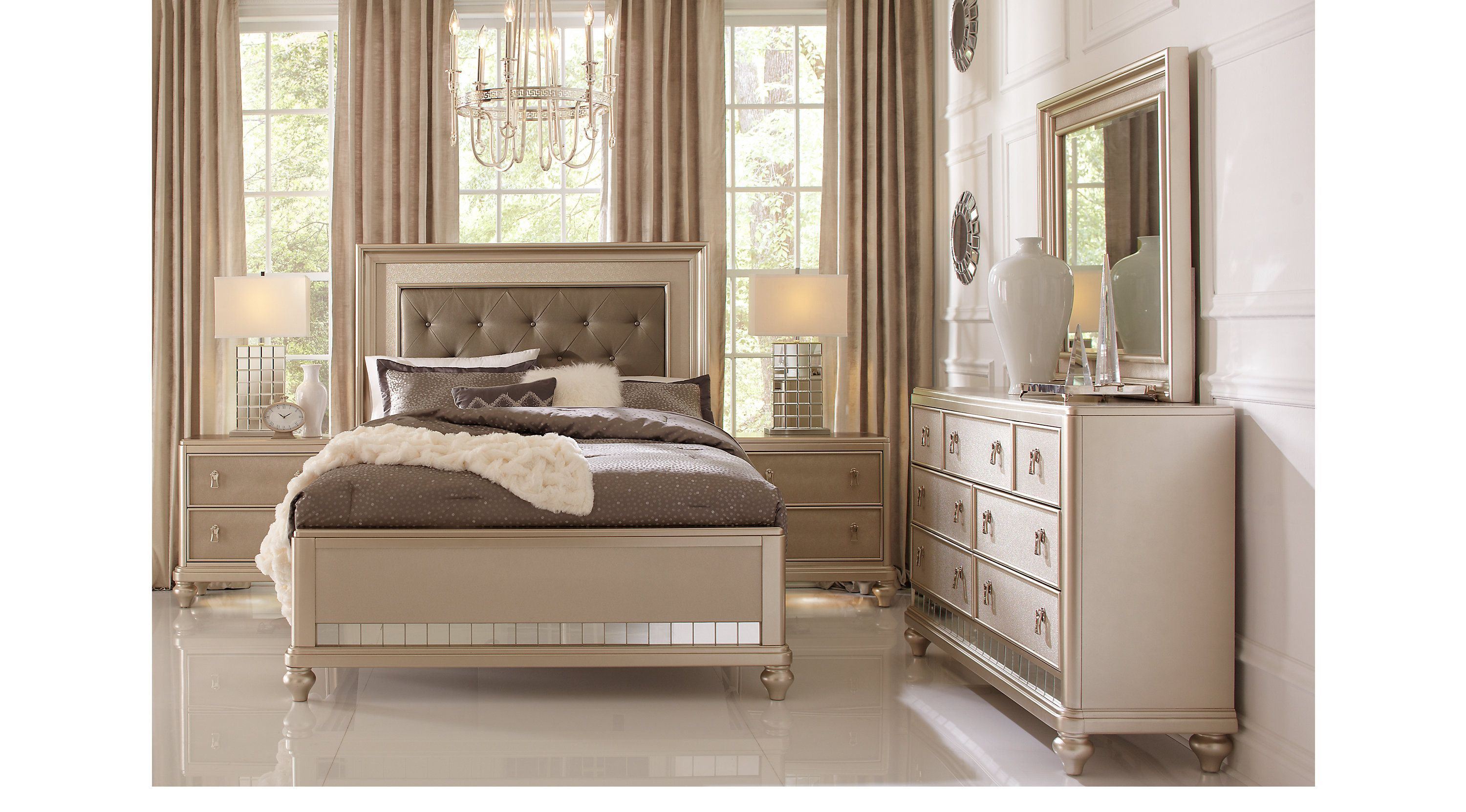 Picture Of Sofia Vergara Paris Champagne 5 Pc Queen Bedroom From within proportions 3000 X 1663