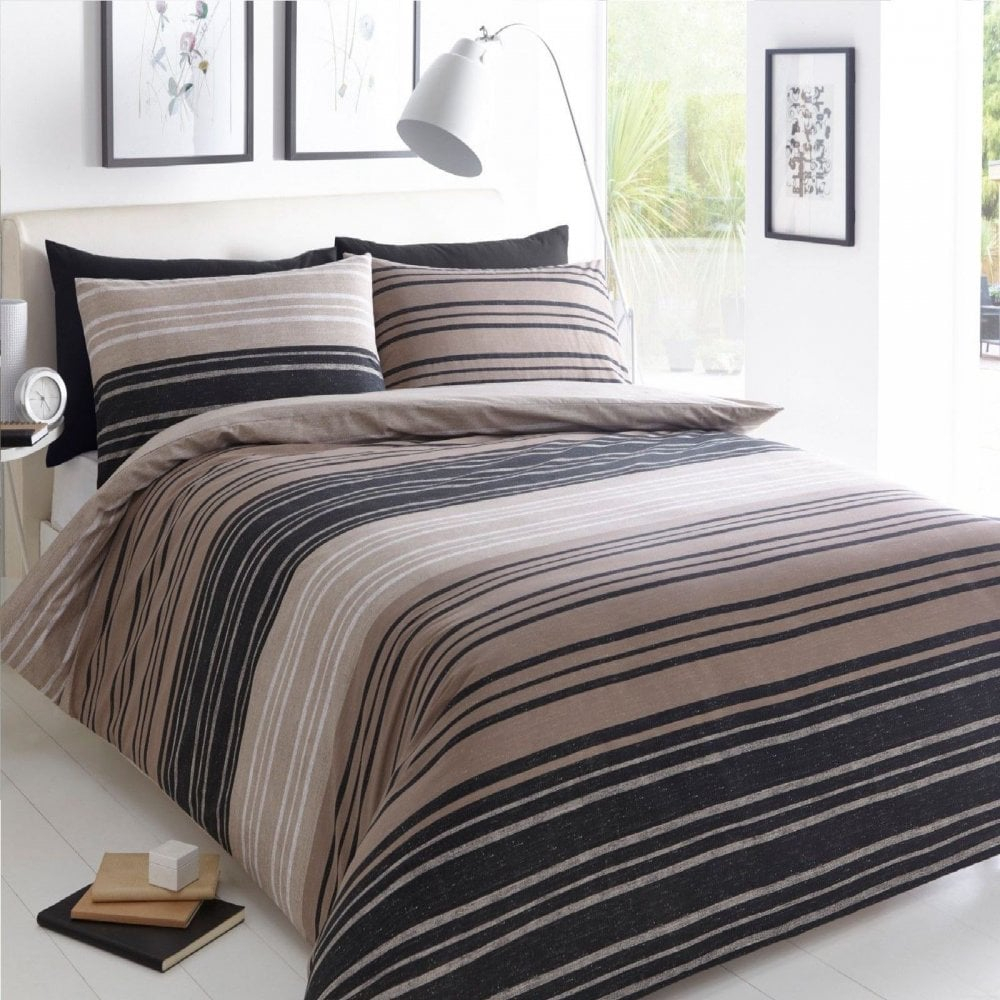 Pieridae Stripe Duvet Set Bed Quilt Cover Reversible Pillowcase Texture Brown Single 259105 within dimensions 1000 X 1000