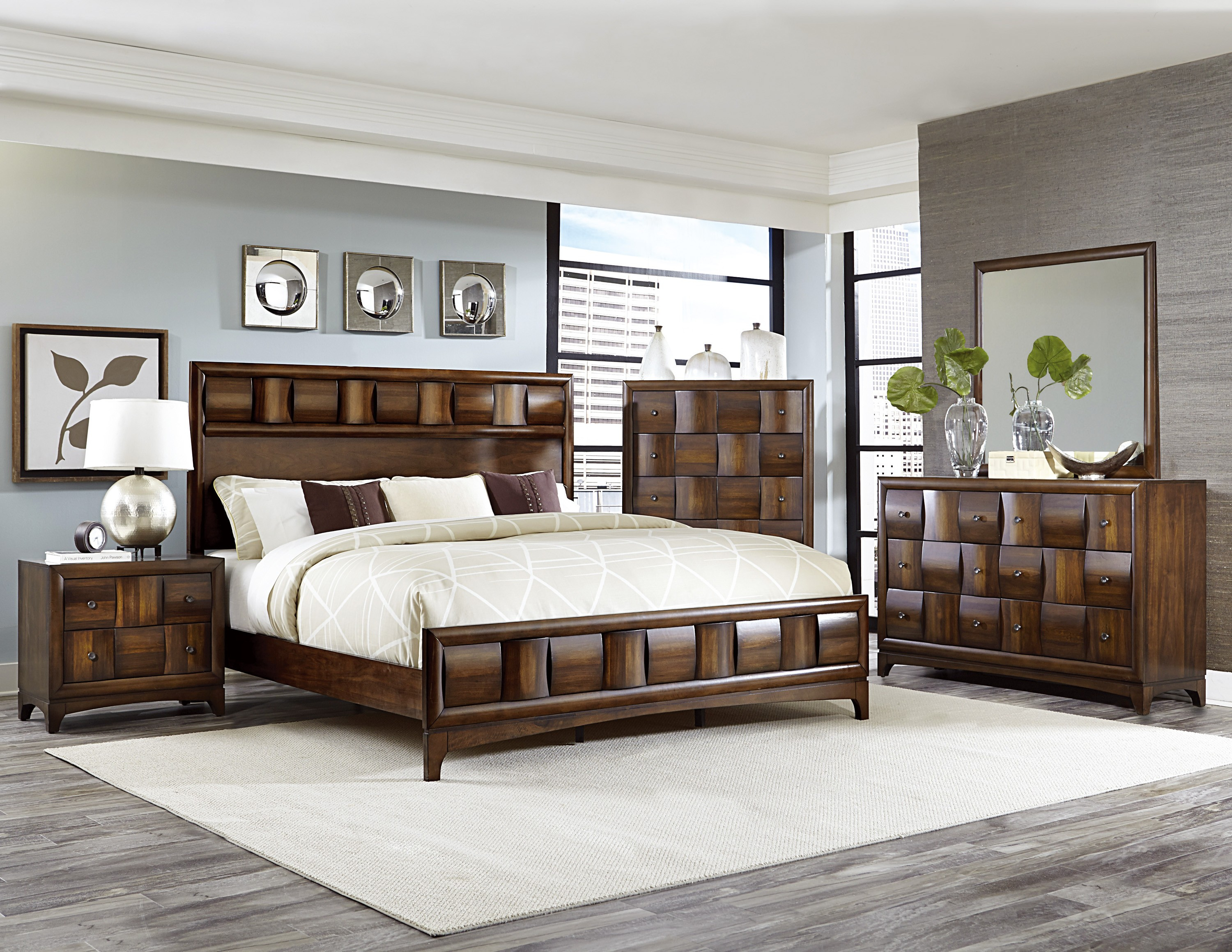 Porter Wood Veneer Low Profile Panel Bedroom Set within proportions 3000 X 2318