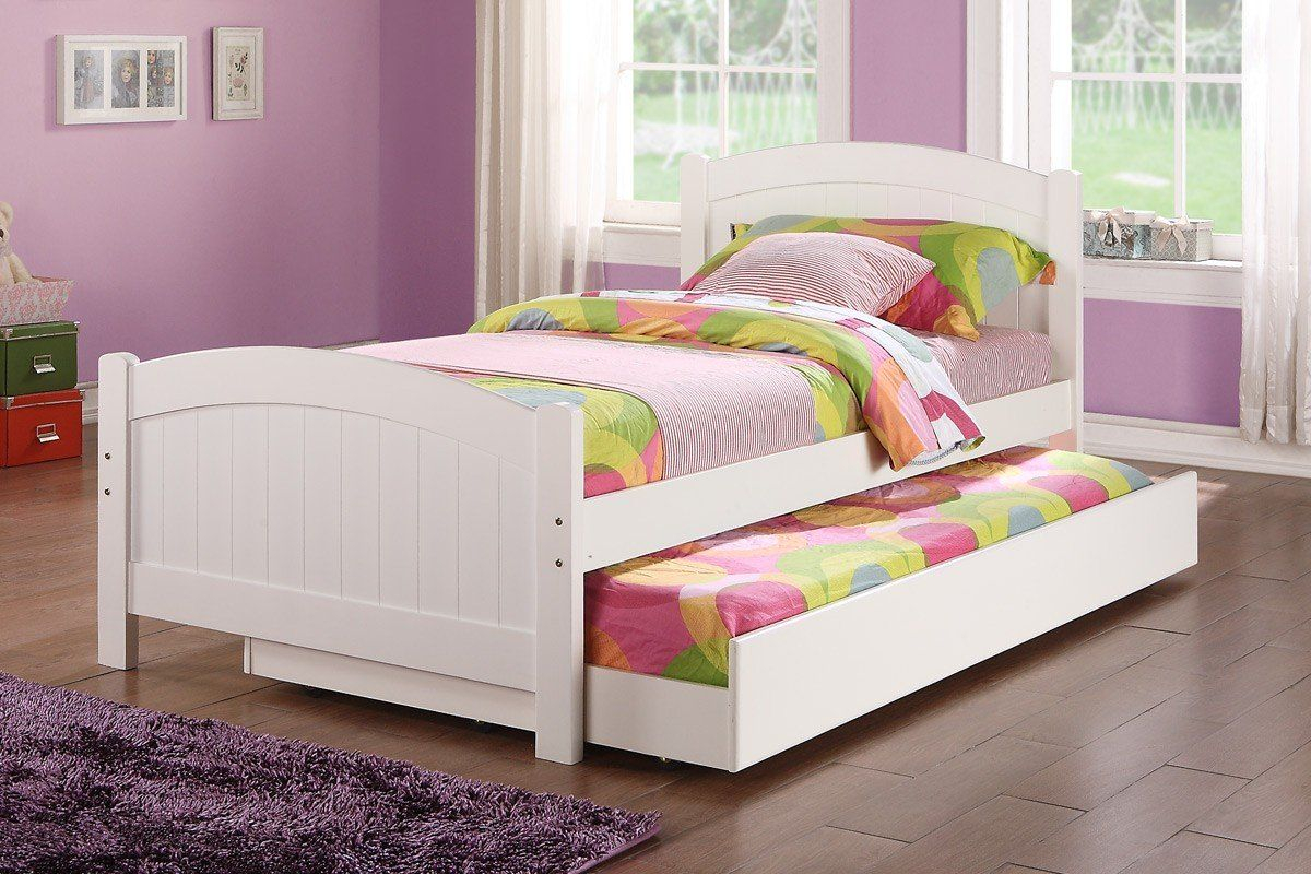 Poundex F9218 White Twin Bed With Trundle 320 Girl Room Kid with proportions 1200 X 800