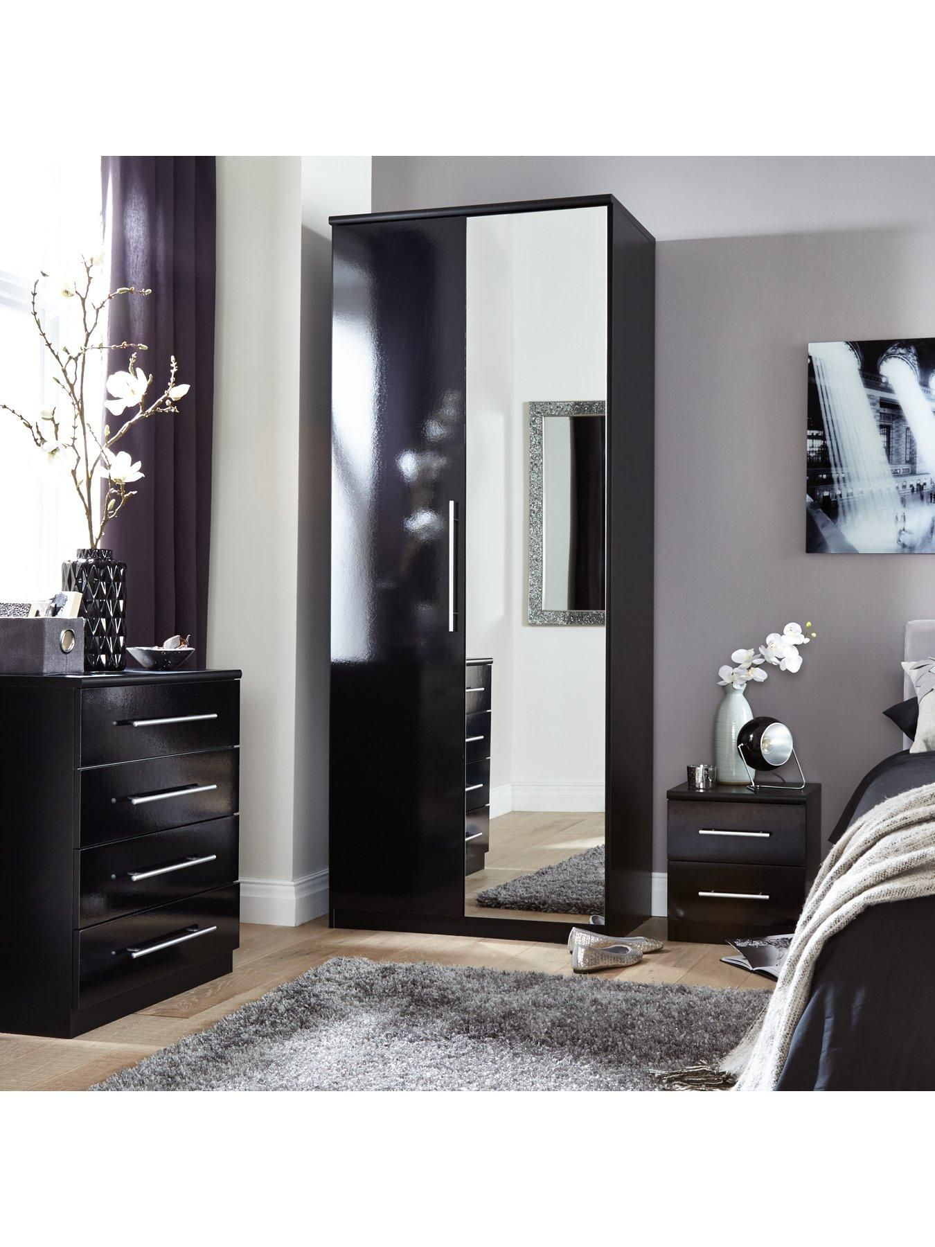 Prague Gloss 4 Piece Package 2 Door Wardrobe 4 Drawer Chest And 2 intended for proportions 1350 X 1800