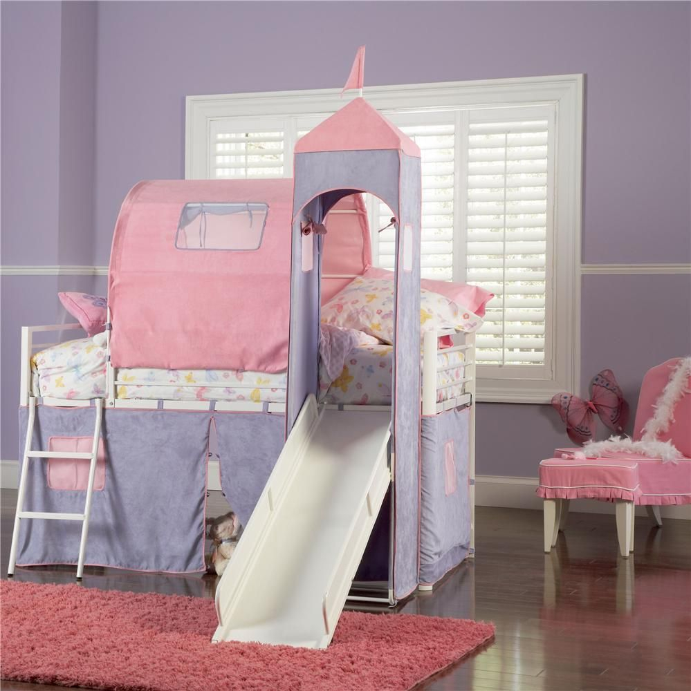 Princess Princess Castle Twin Bunk Bed With Tent And Slide Powell for sizing 999 X 1000