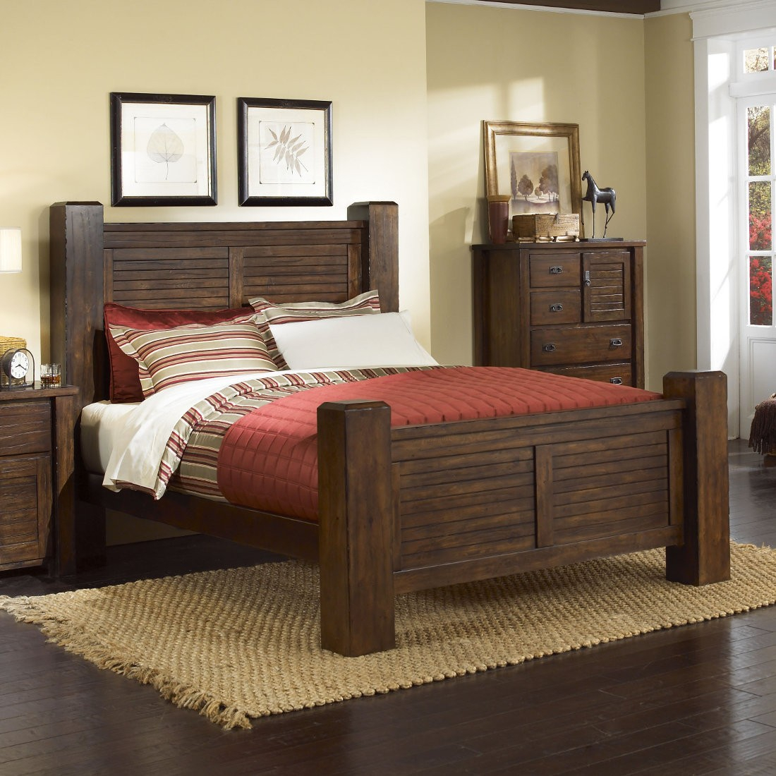 Progressive Furniture Trestlewood Poster Bed In Mesquite Pine King throughout proportions 1100 X 1100