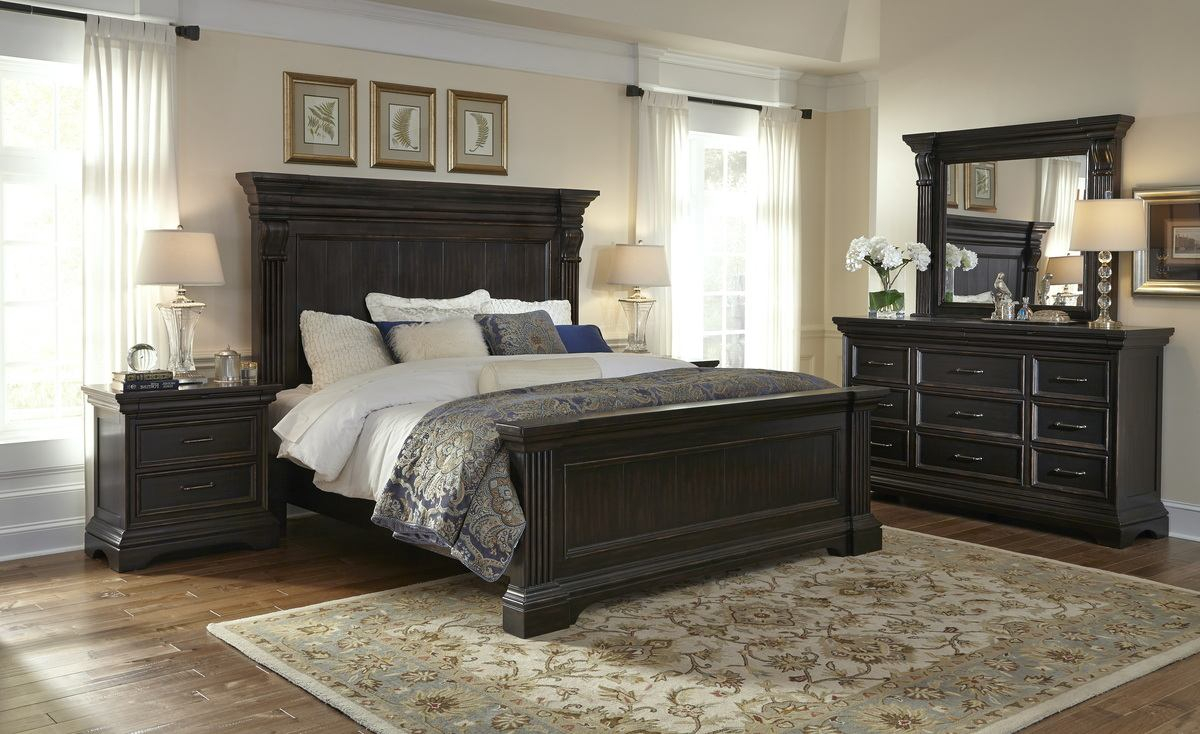 Pulaski Caldwell Panel Bedroom Set In Dark Wood pertaining to proportions 1200 X 734