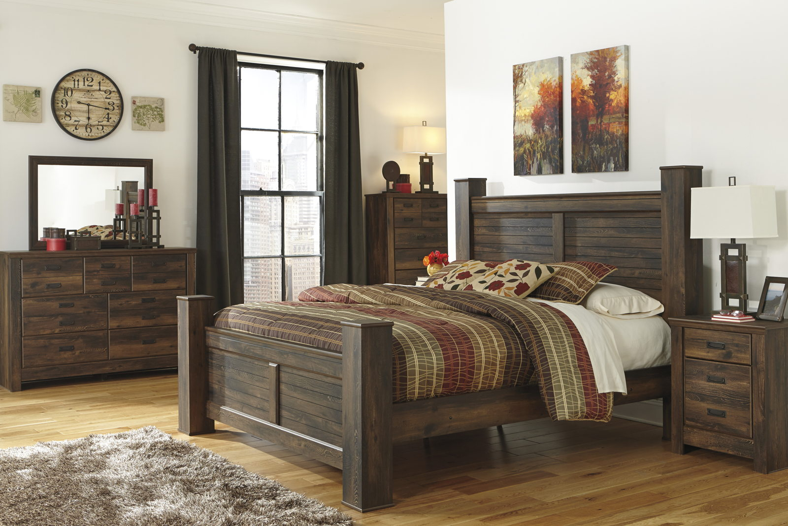 Quinden Rustic Poster Bedroom Set In Dark Brown for dimensions 1600 X 1067