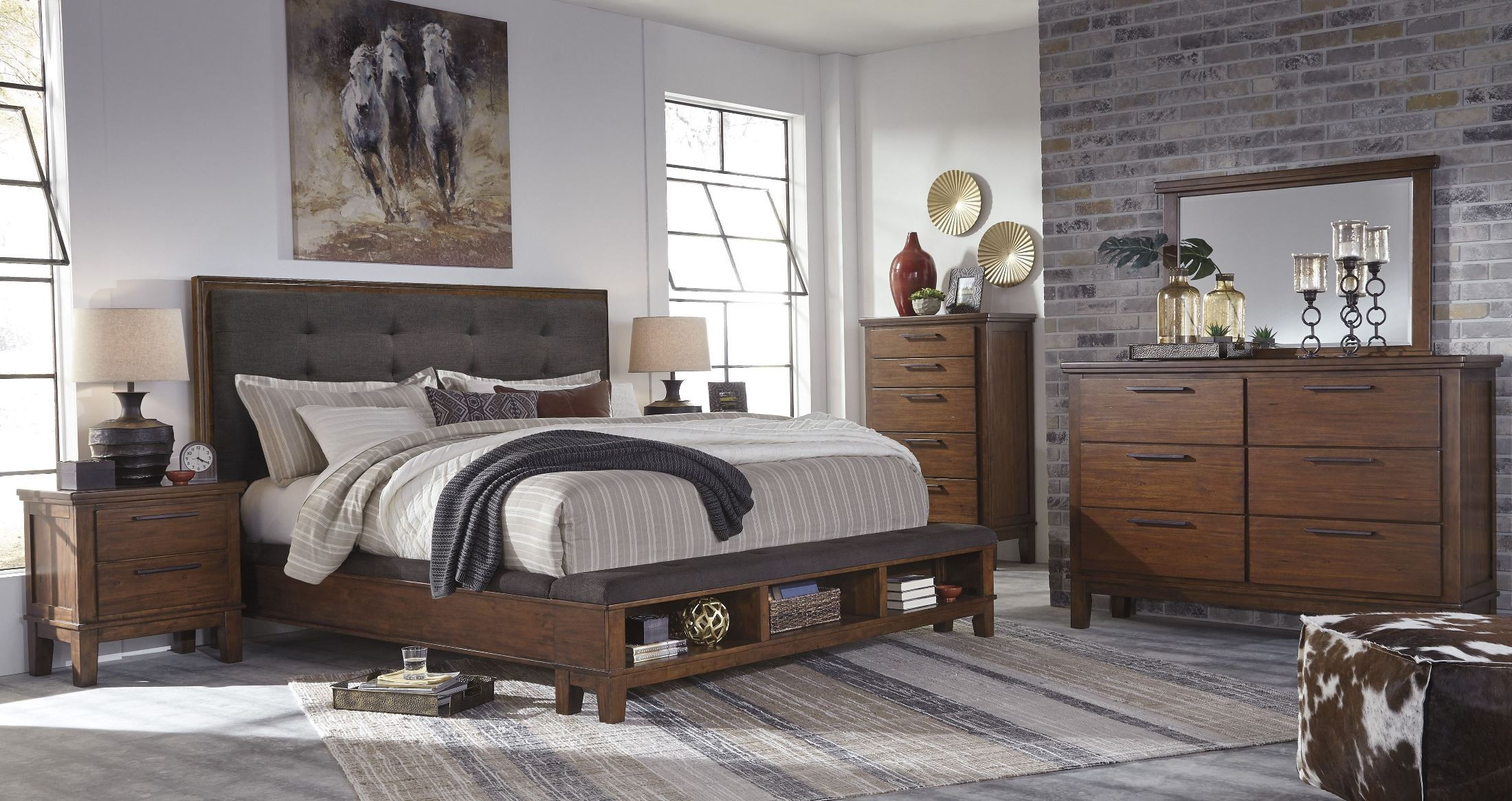 Ralene Dark Brown Upholstered Storage Bedroom Set pertaining to size 2200 X 1165