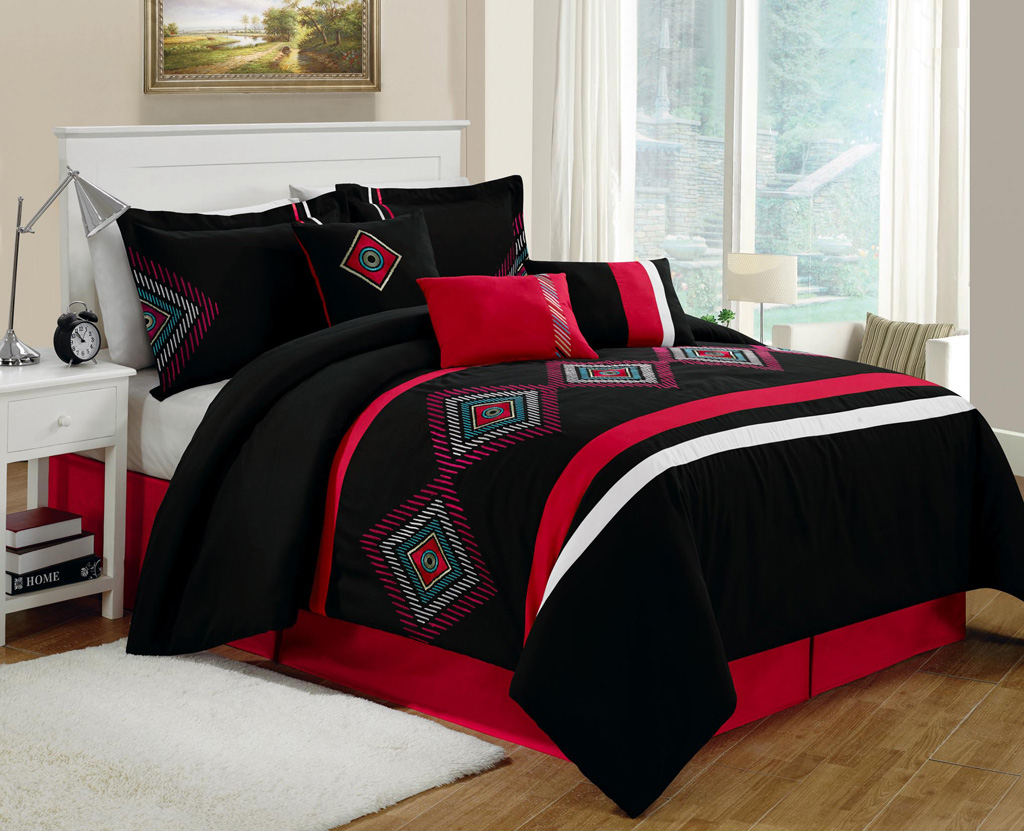 Red Comforter King Stillwater Scene Red And Black Bed Set throughout size 1024 X 831