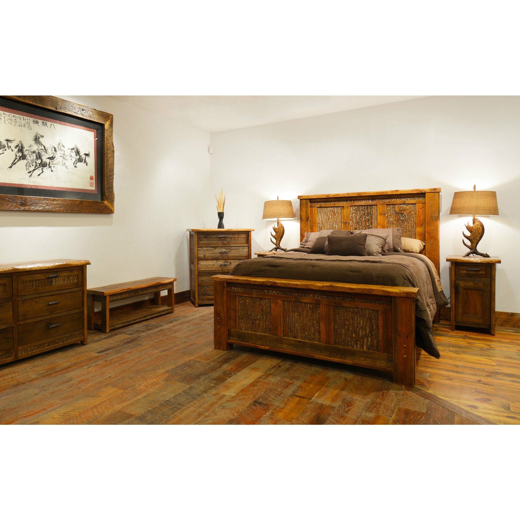 Refined Rustic Barnwood Bed Bedroom Set Each Piece Features Real intended for proportions 2048 X 2048