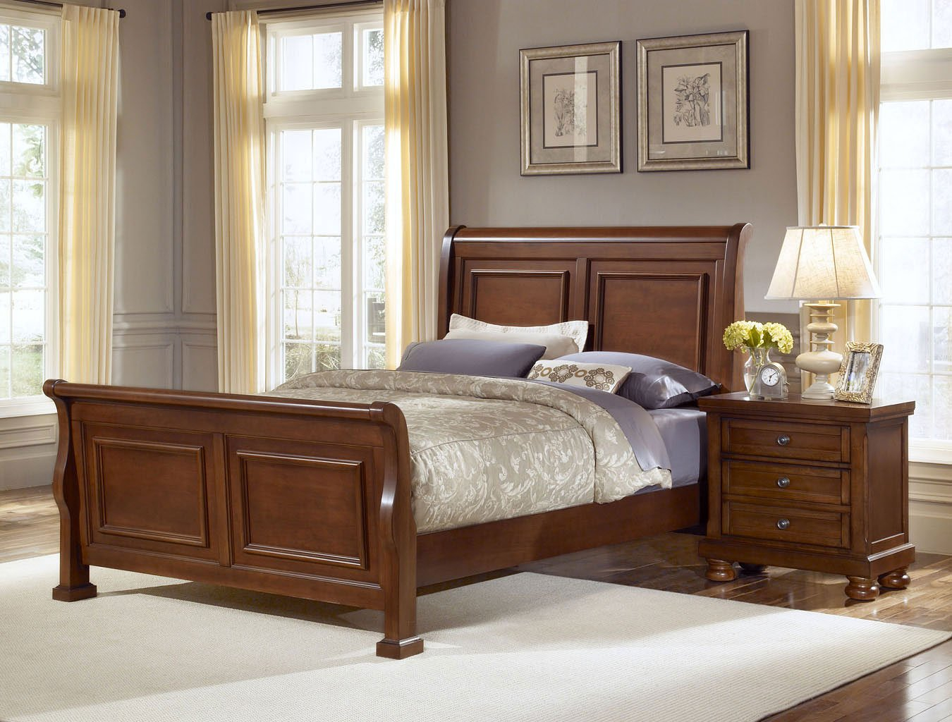 Reflections Sleigh Bedroom Set Medium Cherry with regard to measurements 1350 X 1024