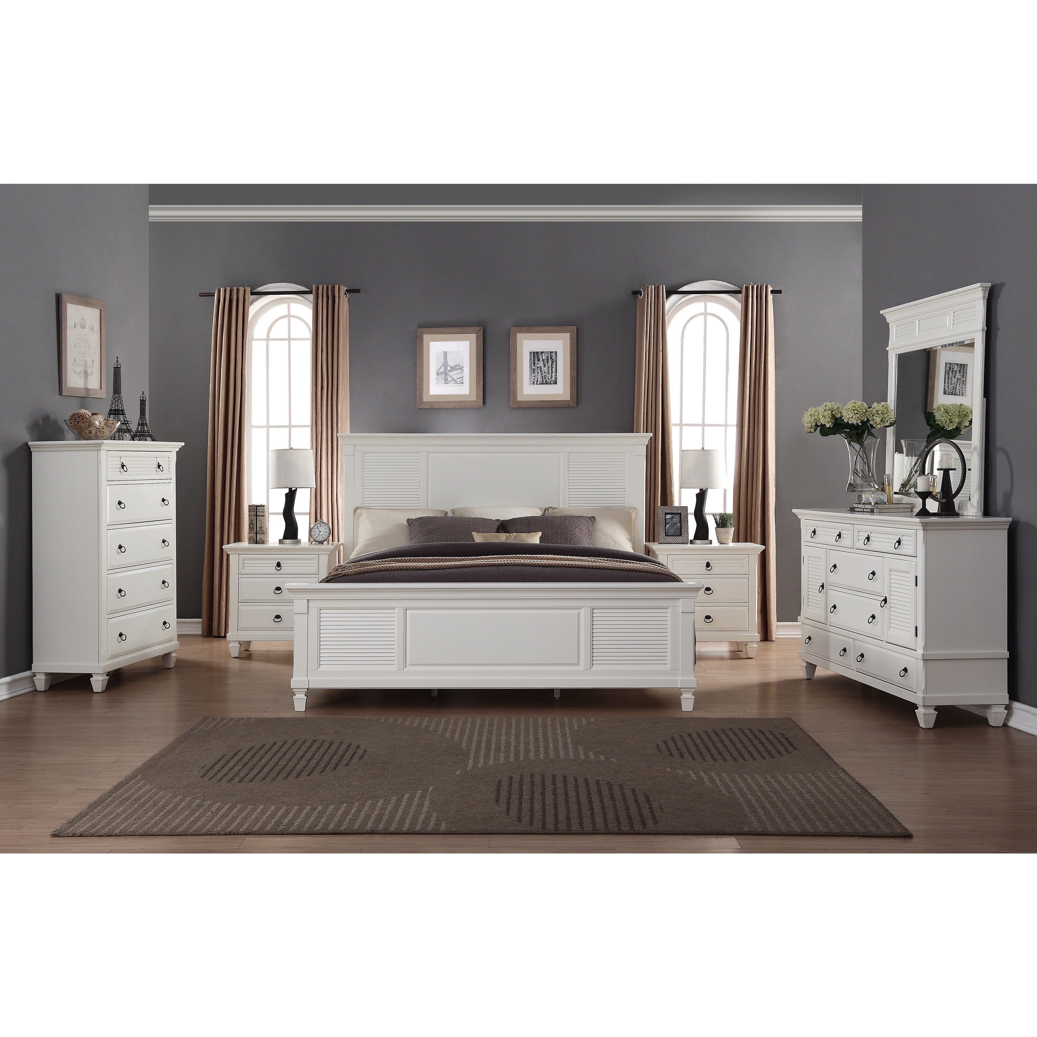 Regitina White 6 Piece King Size Bedroom Furniture Set pertaining to measurements 3498 X 3498