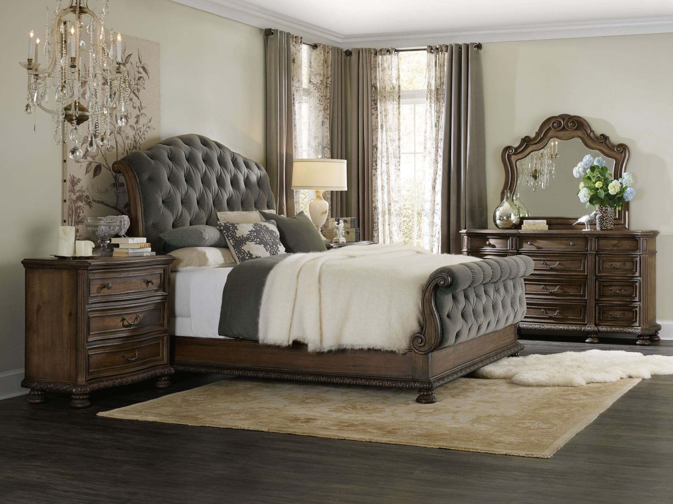 Rhapsody Gray Tufted Upholstered Sleigh Bedroom Set throughout sizing 2200 X 1650