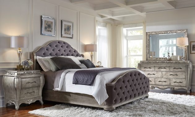 Rhianna Silver Patina Upholstered Panel Bedroom Set with regard to dimensions 2200 X 1700