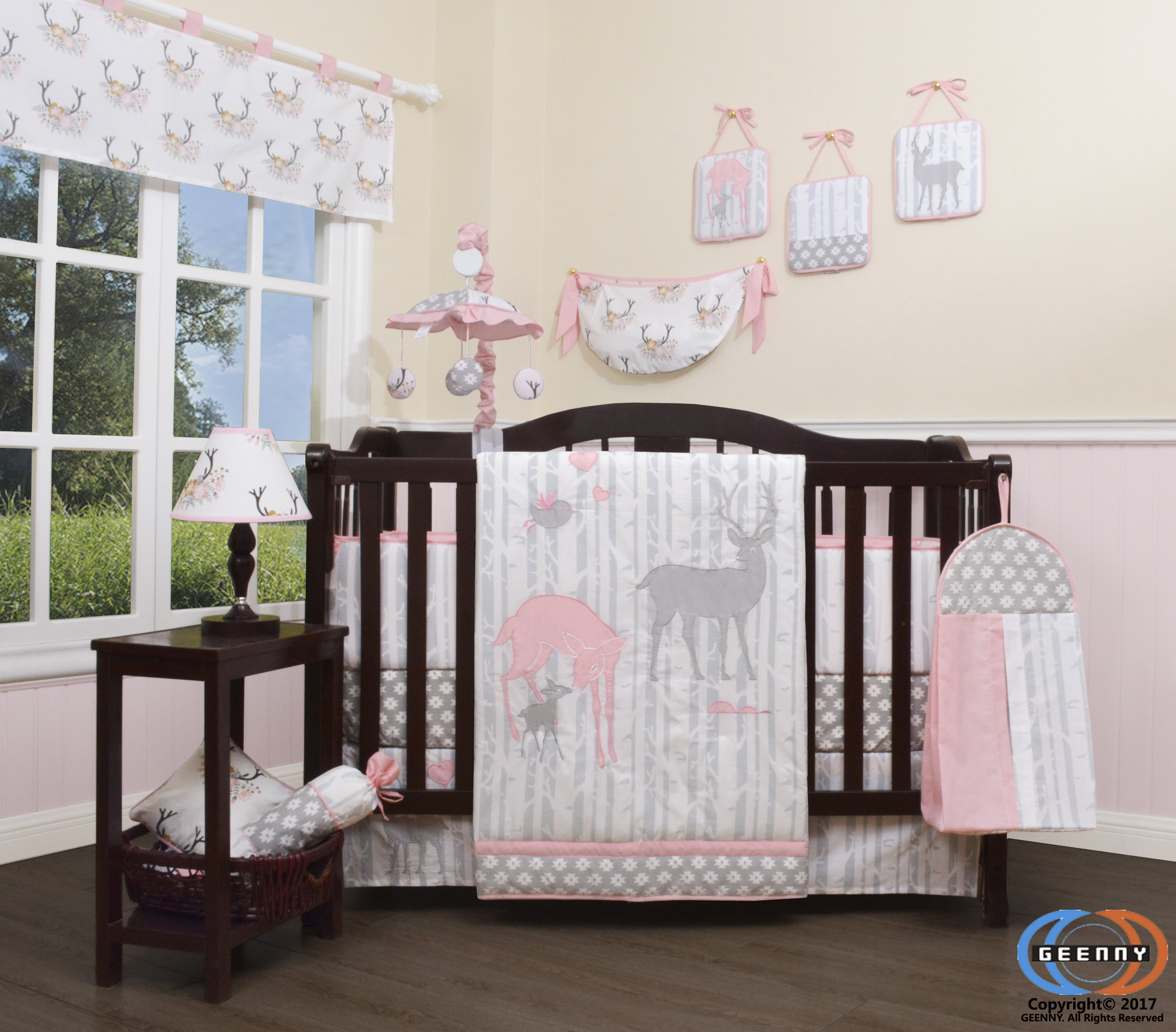 Risinger Ba Girl Deer Family Nursery 13 Piece Crib Bedding Set for sizing 2981 X 2616