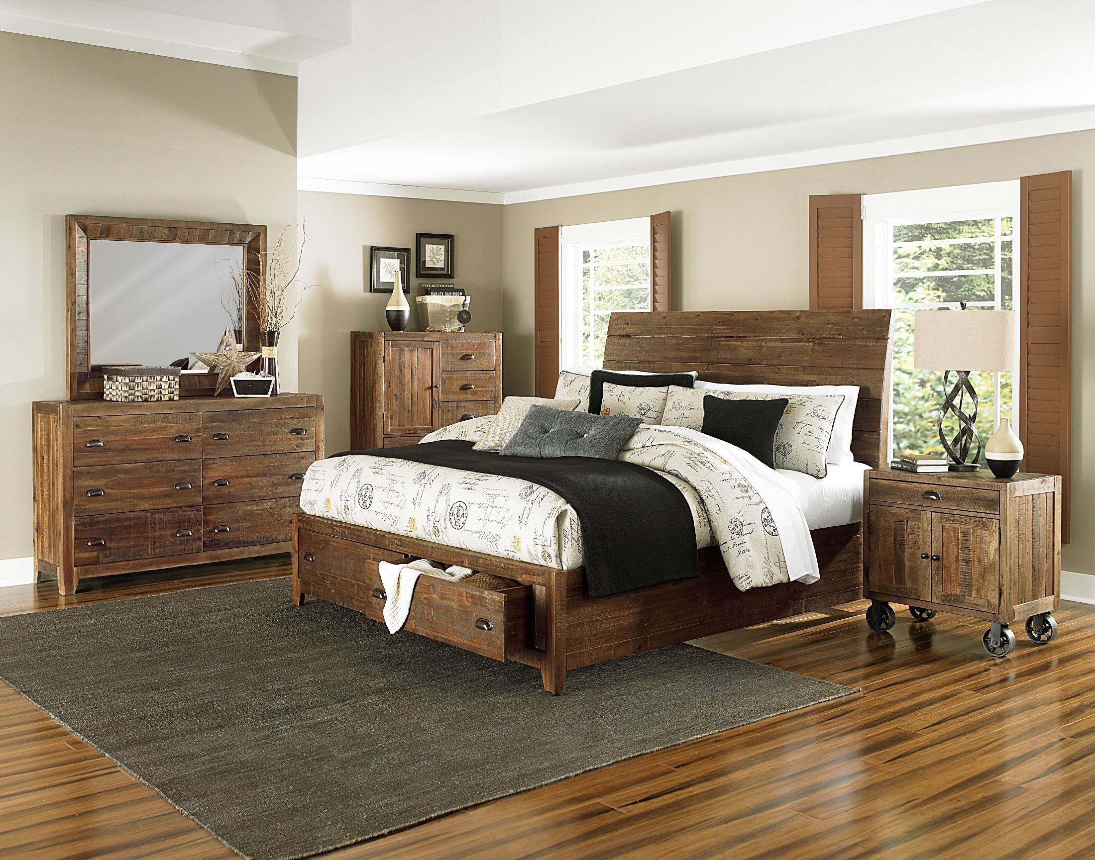 River Ridge Island Storage Bedroom Set Cabin Rustic Wood Bed intended for size 2200 X 1729
