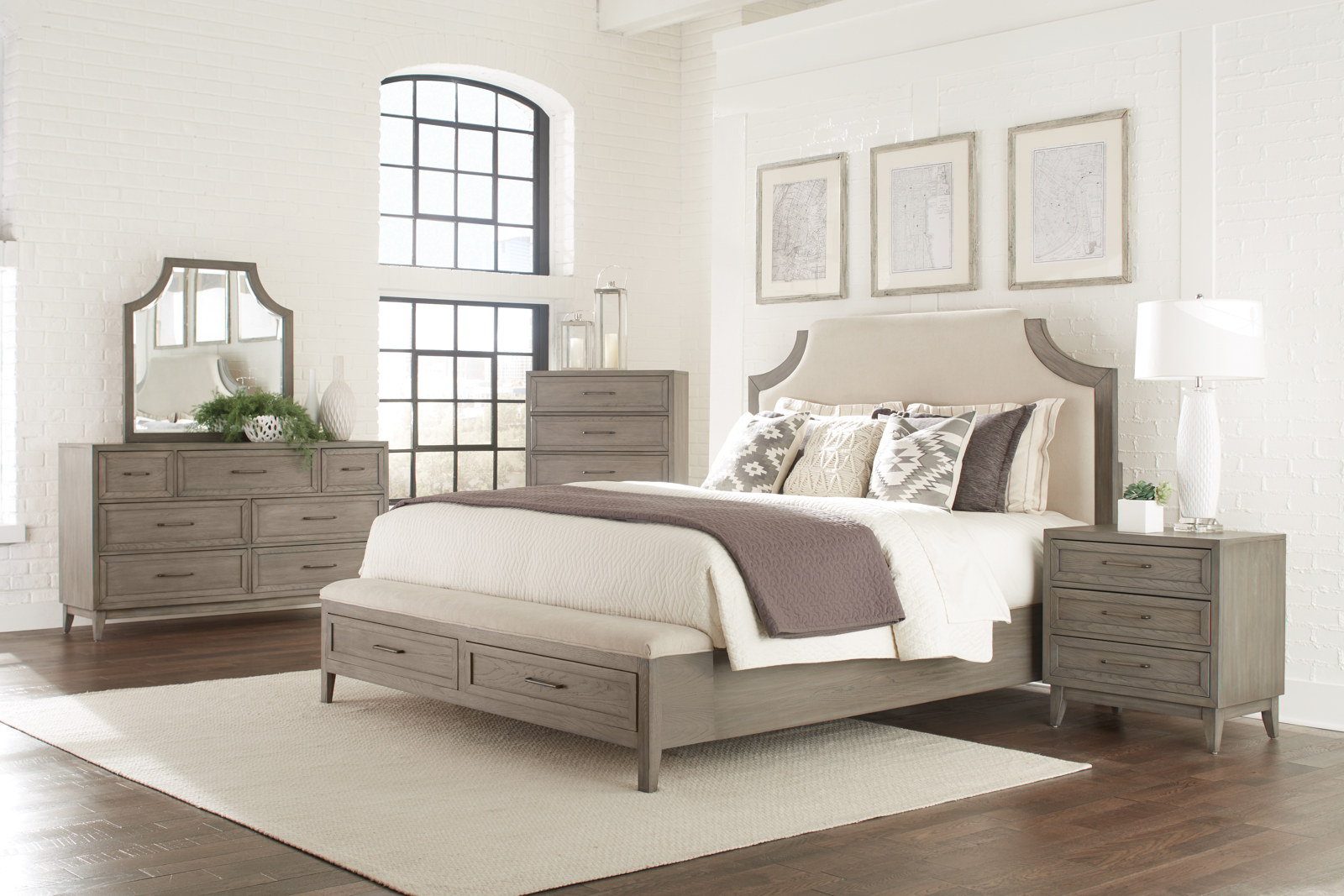 Riverside Furniture Vogue 4pc Panel Storage Bedroom Set In Gray Wash inside measurements 1600 X 1067