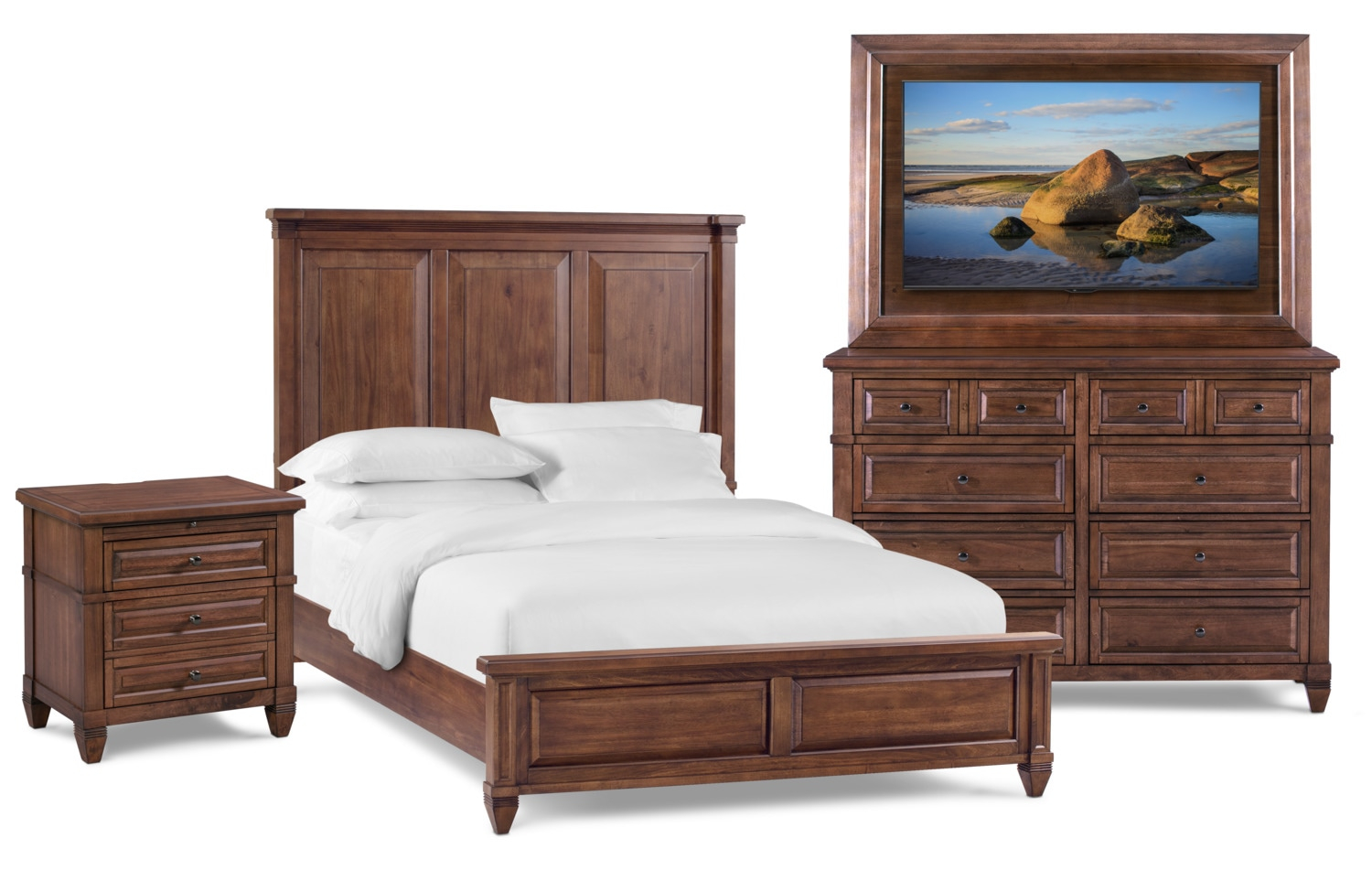 Rosalie 6 Piece Bedroom Set With Tv Mount Dresser And Mirror in proportions 1500 X 963