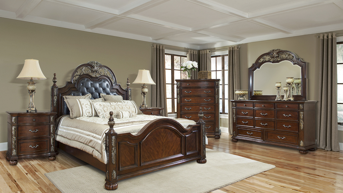 Rosanna Brown Black Wood 2pc Bedroom Set Wking Bed throughout proportions 1200 X 675