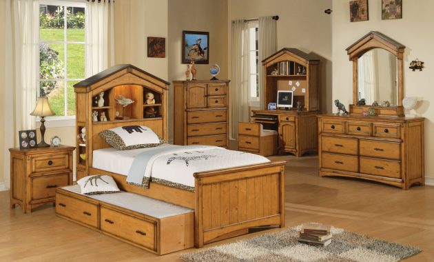 Rustic Oak Twin Size Bedroom Set regarding sizing 1400 X 894