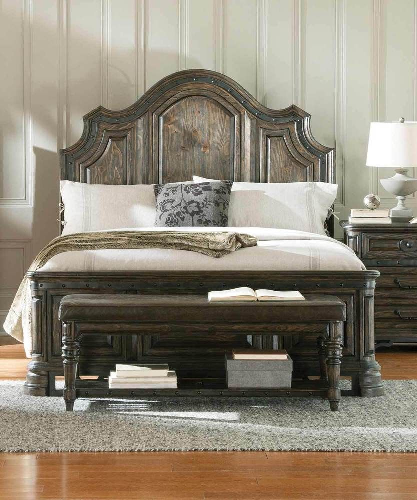 Rustic Spanish Style Wire Brushed Finish King Bed Bedroom Furniture regarding measurements 833 X 1000