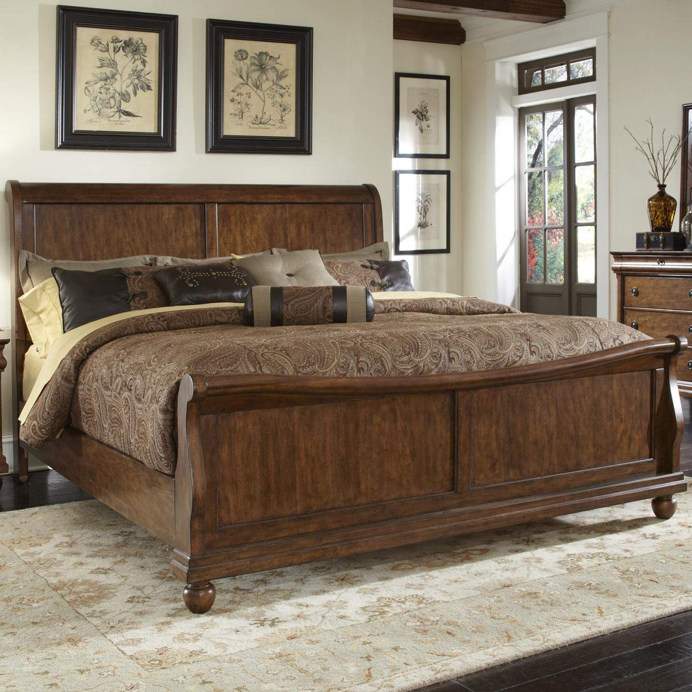 Rustic Traditions King Sleigh Bed Set With Bun Feet Liberty Furniture At Furniture And Appliancemart throughout dimensions 1354 X 1354