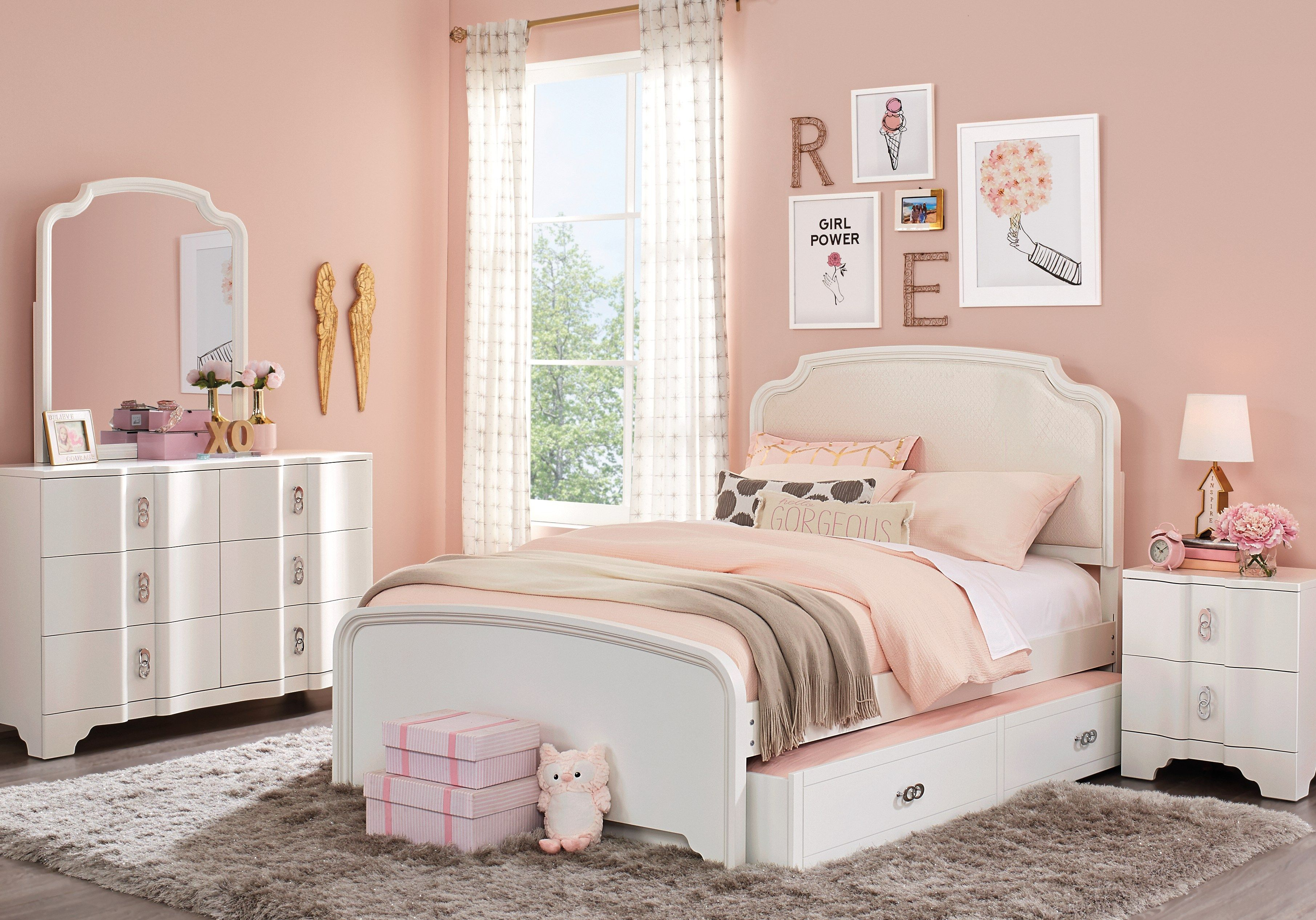 Rylee White 5 Pc Full Upholstered Bedroom Teen Bedroom Sets Colors with sizing 3621 X 2531