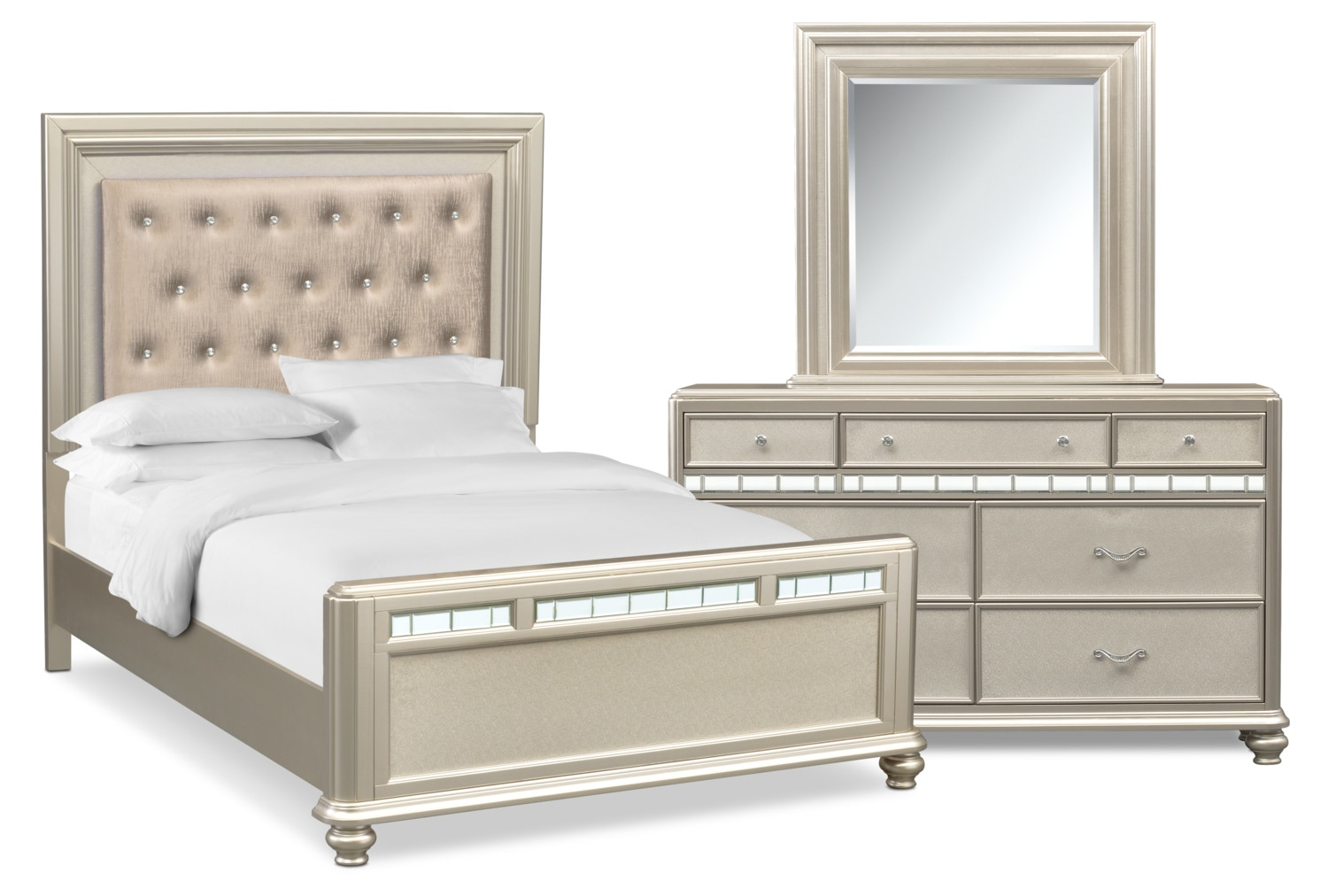 Sabrina Bedroom Set With Dresser And Mirror Free Queen Bed intended for size 1500 X 1012