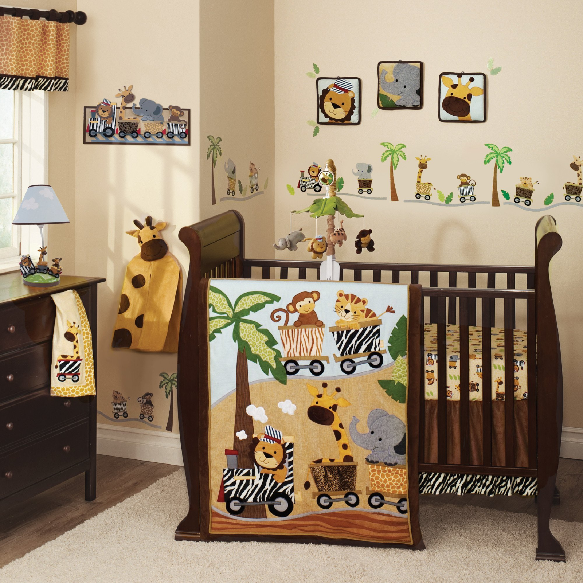 Safari Express Brownbeige Animal Train 9 Piece Ba Nursery throughout dimensions 2000 X 2000