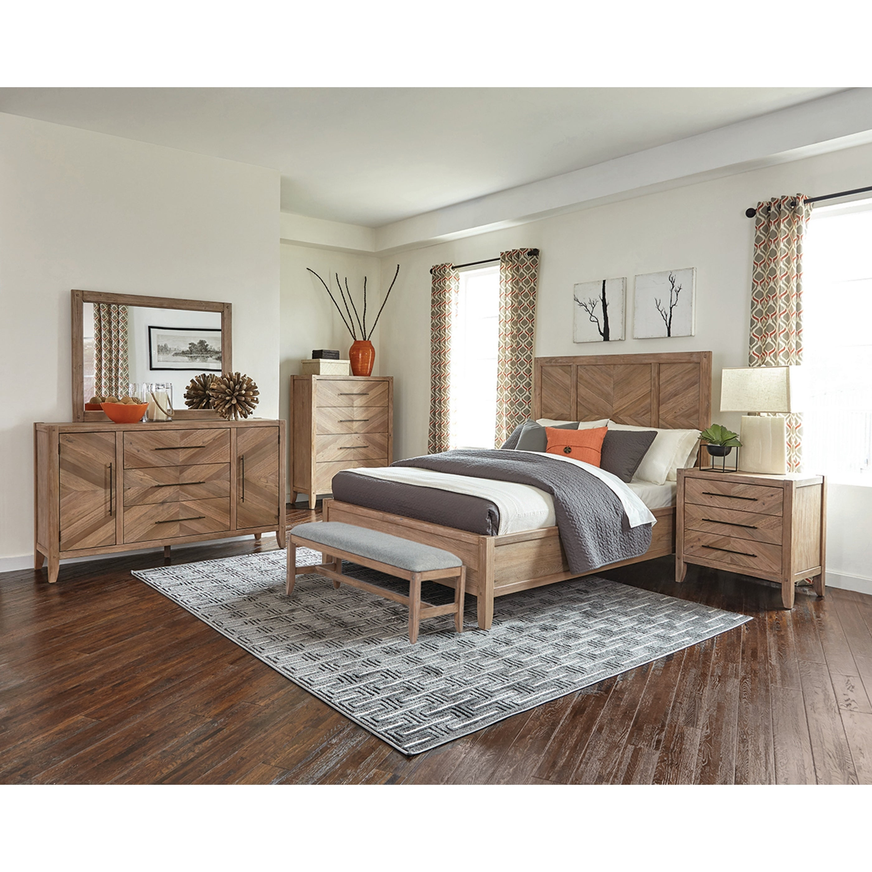 Sage Estates Rustic White Washed Natural 4 Piece Bedroom Set intended for dimensions 2800 X 2800
