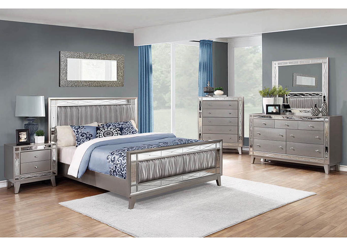 Sams Furniture And Mattress Leighton Metallic Mercury Eastern King Bed throughout dimensions 1366 X 968