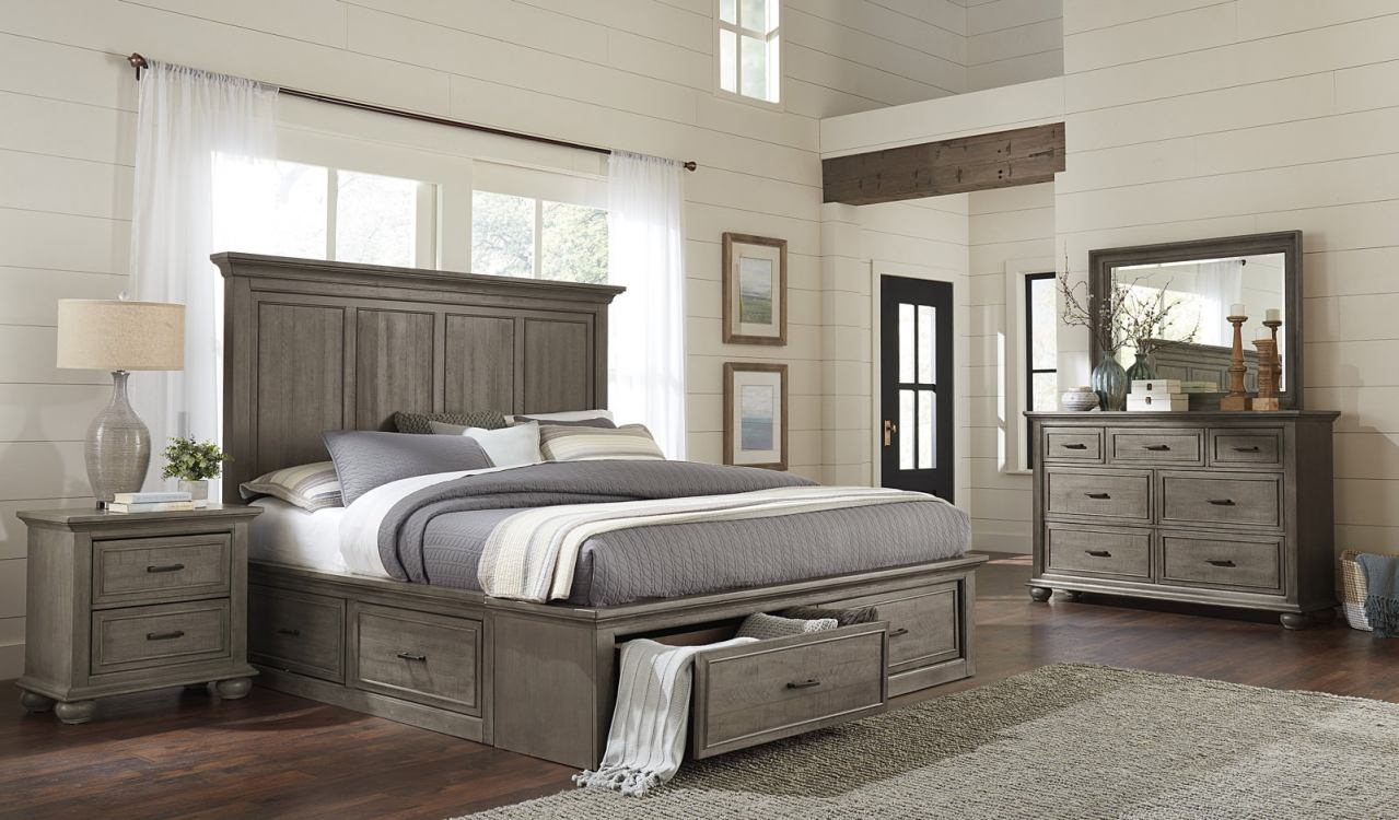 Samuel Lawrence Chatham Park 4pc Storage Bedroom Set In Warm Grey in size 1279 X 750