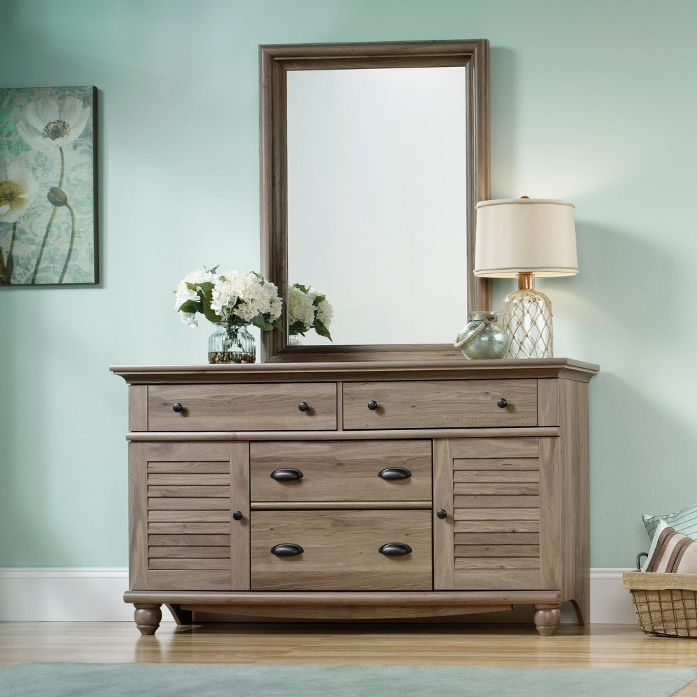 Sauder 414942 Harbor View Salt Oak Dresser With Mirror Decor Diy with regard to measurements 1000 X 1000