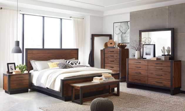 Scott Living Ellison 205241 Rustic Modern Industrial Acacia Bedroom Set throughout sizing 1200 X 960