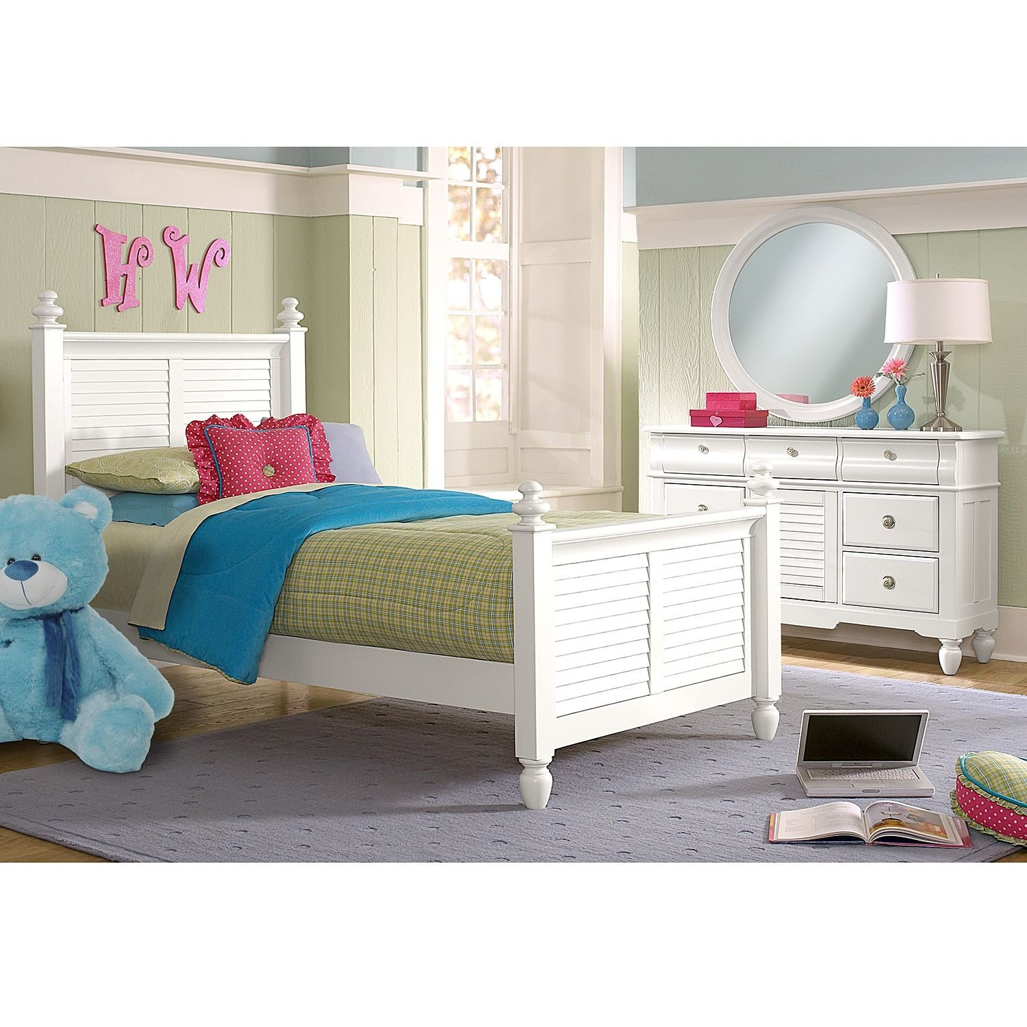 Seaside 5 Piece Full Bedroom Set White In 2019 Products White with proportions 1500 X 1500