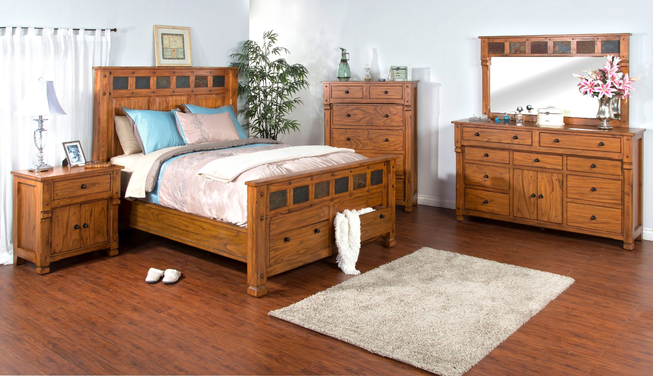 Sedona Rustic Oak Panel Storage Bedroom Set inside proportions 2200 X 1266