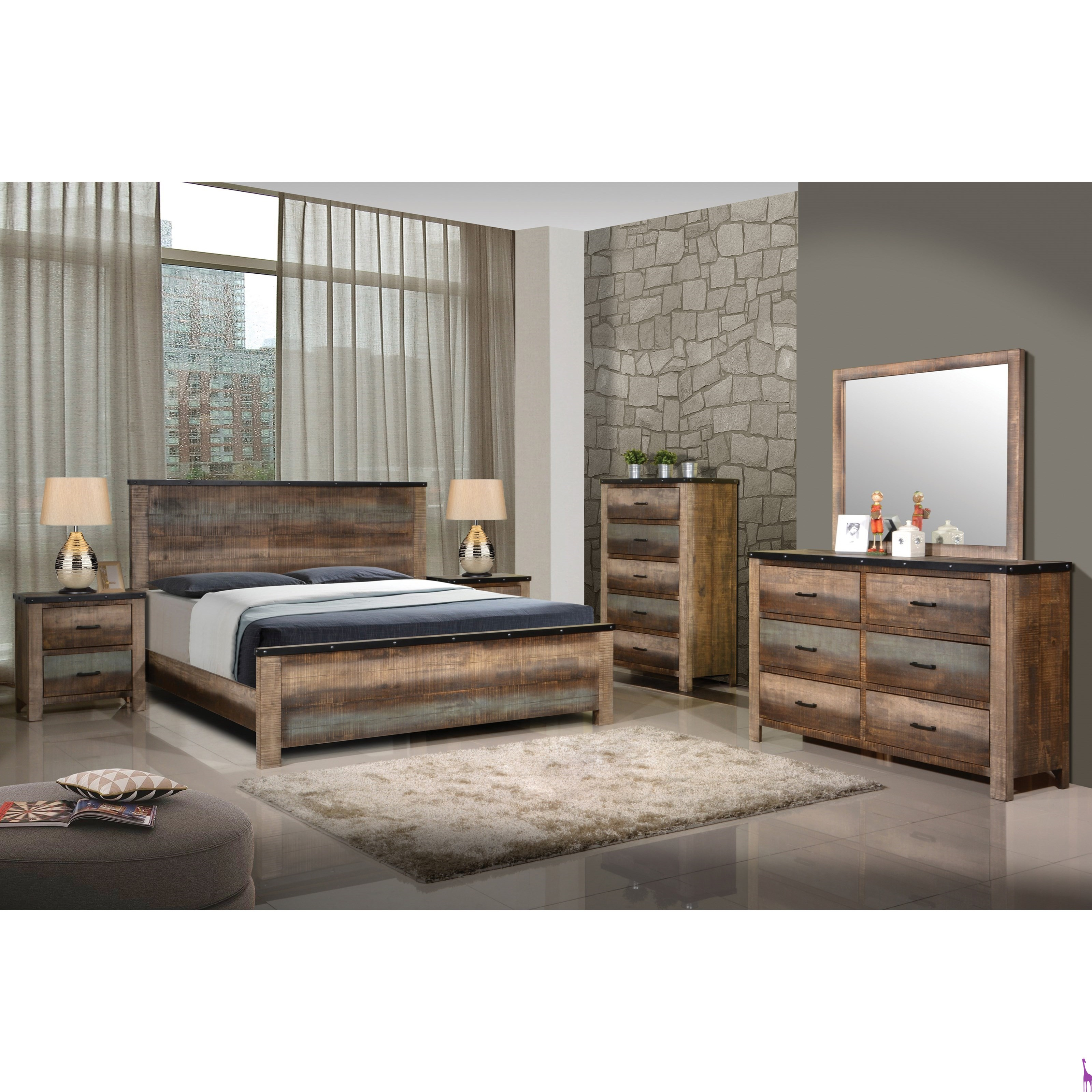 Sembene Rustic Bedroom Set With Nailhead Accents for proportions 3200 X 3200