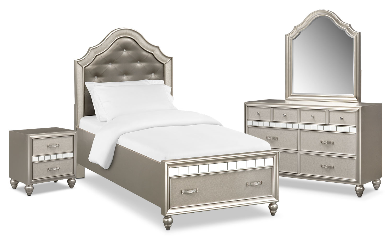 Serena Youth 6 Piece Storage Bedroom Set With Nightstand Dresser And Mirror pertaining to proportions 1500 X 921