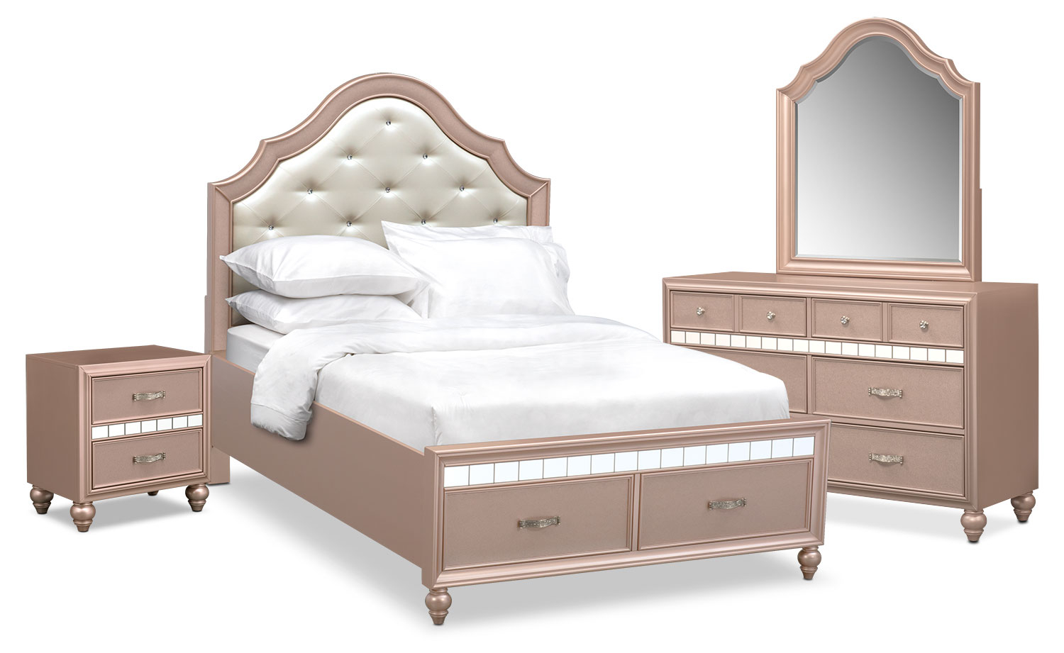 Serena Youth 6 Piece Storage Bedroom Set With Nightstand Dresser And Mirror within measurements 1500 X 921